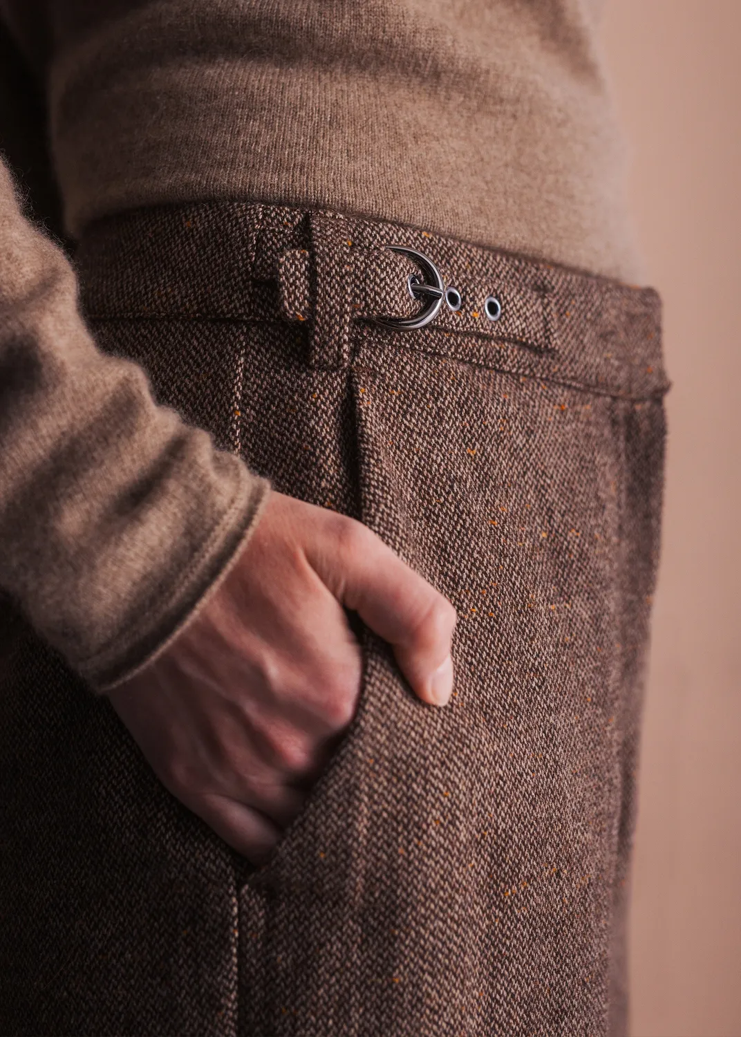 Senatex Weite Hose Donegal Tweed Braun meliert