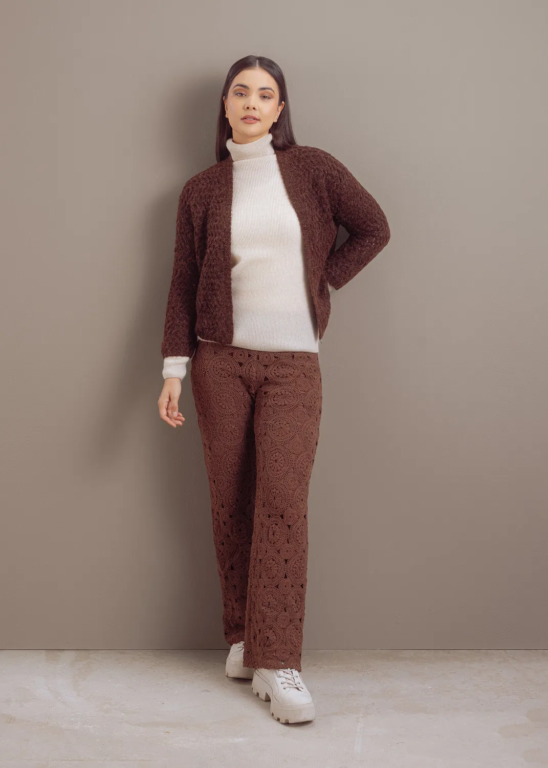 Senatex Strickjacke Woll-Alpaka-Mix Chalk Cardigan