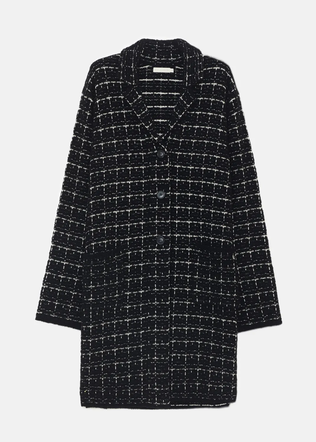 Senatex Boucle Strickjacke Cardigan Black Combo Karo