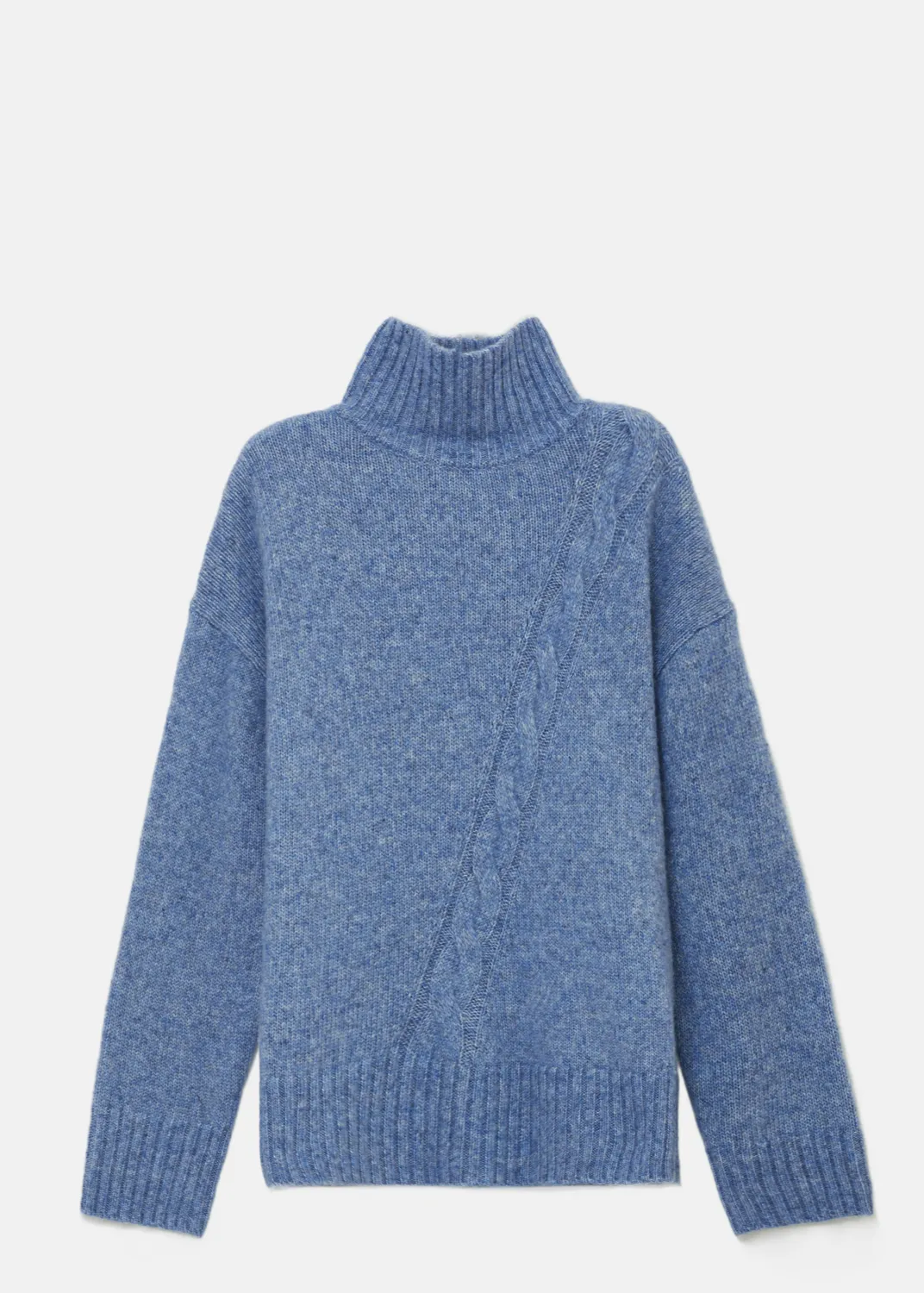 Senatex Zopfmuster-Pullover Rollkragen Ice Wolle-Mix