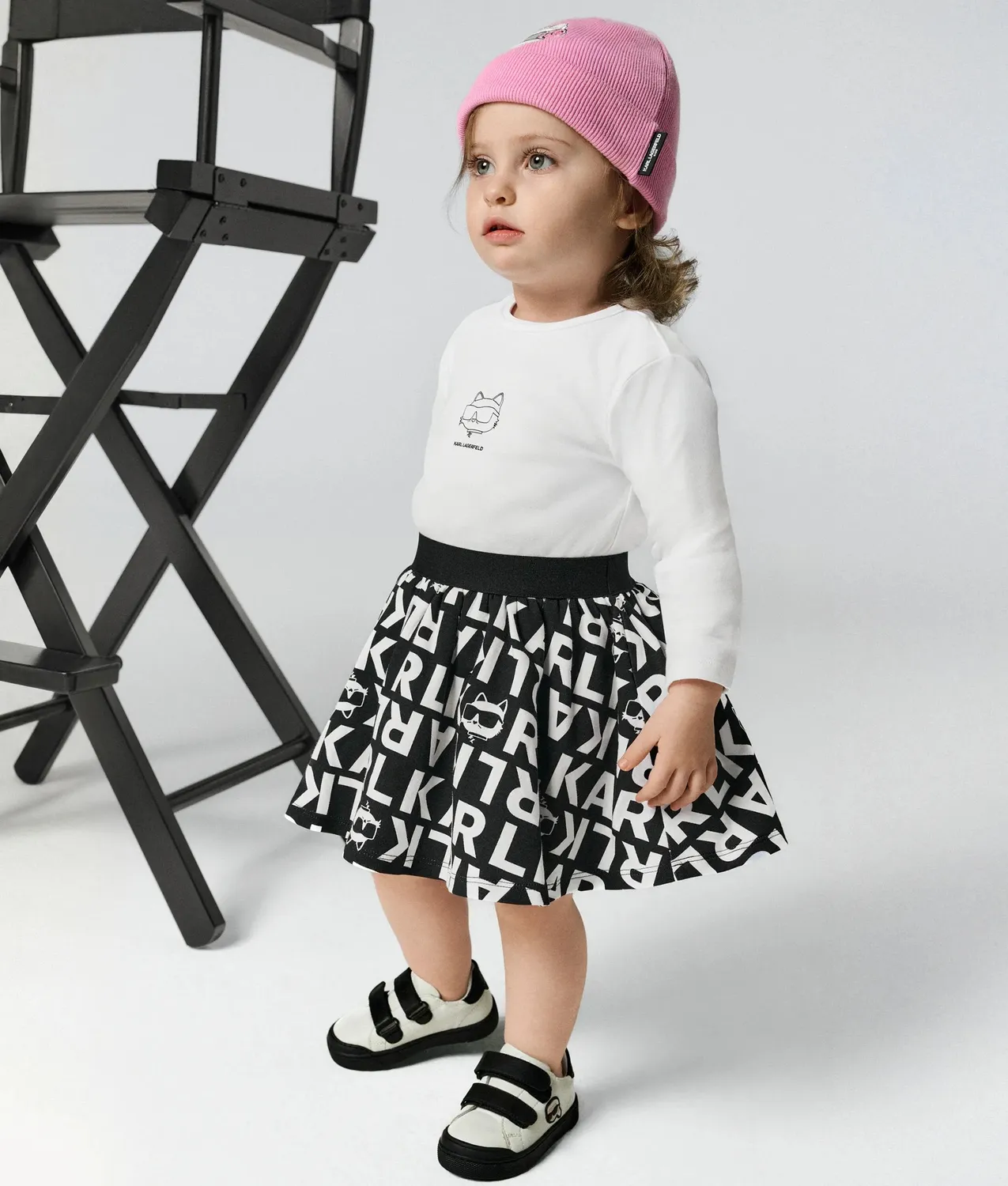 Karl Lagerfeld Ikon Choupette Mädchen Kleid Allover-Print