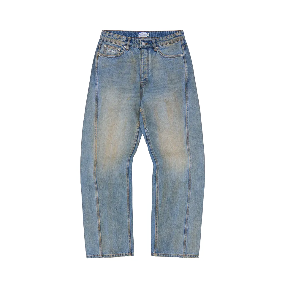Corteiz Ardwear Panel Baggy Jeans Washed Indigo Denim