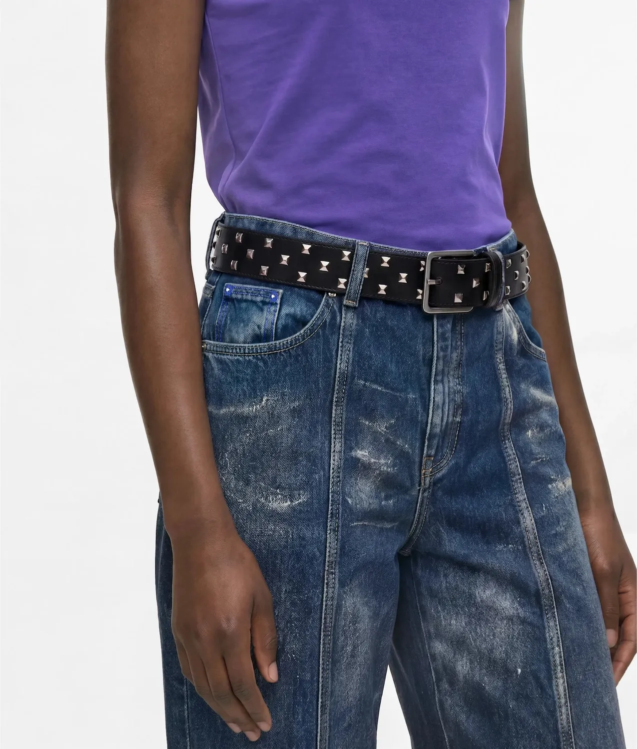 Karl Lagerfeld KL Jeans Gürtel Leder Nieten Weit
