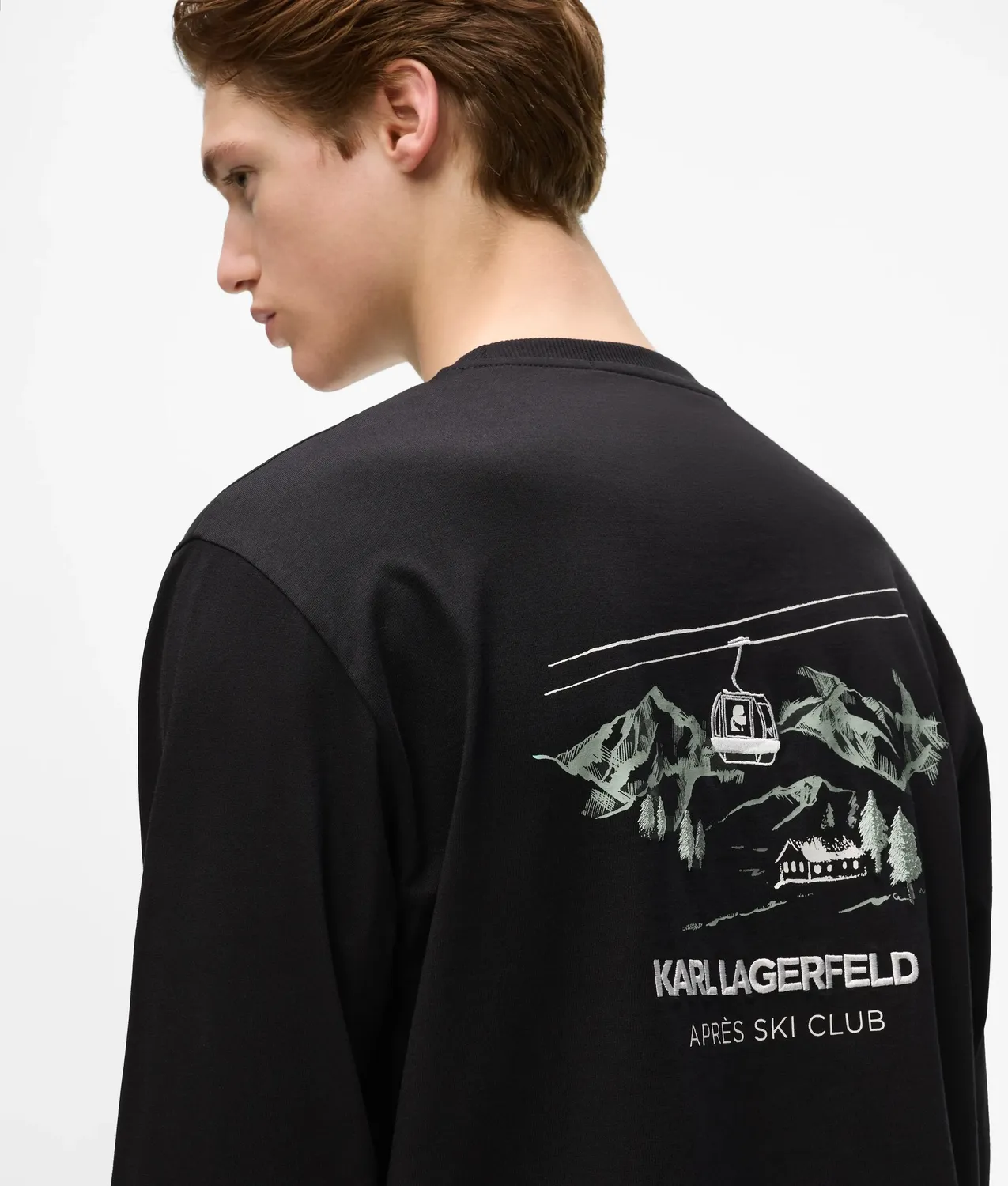 Karl Lagerfeld Après Ski Club Langarmshirt Baumwolle schwarz