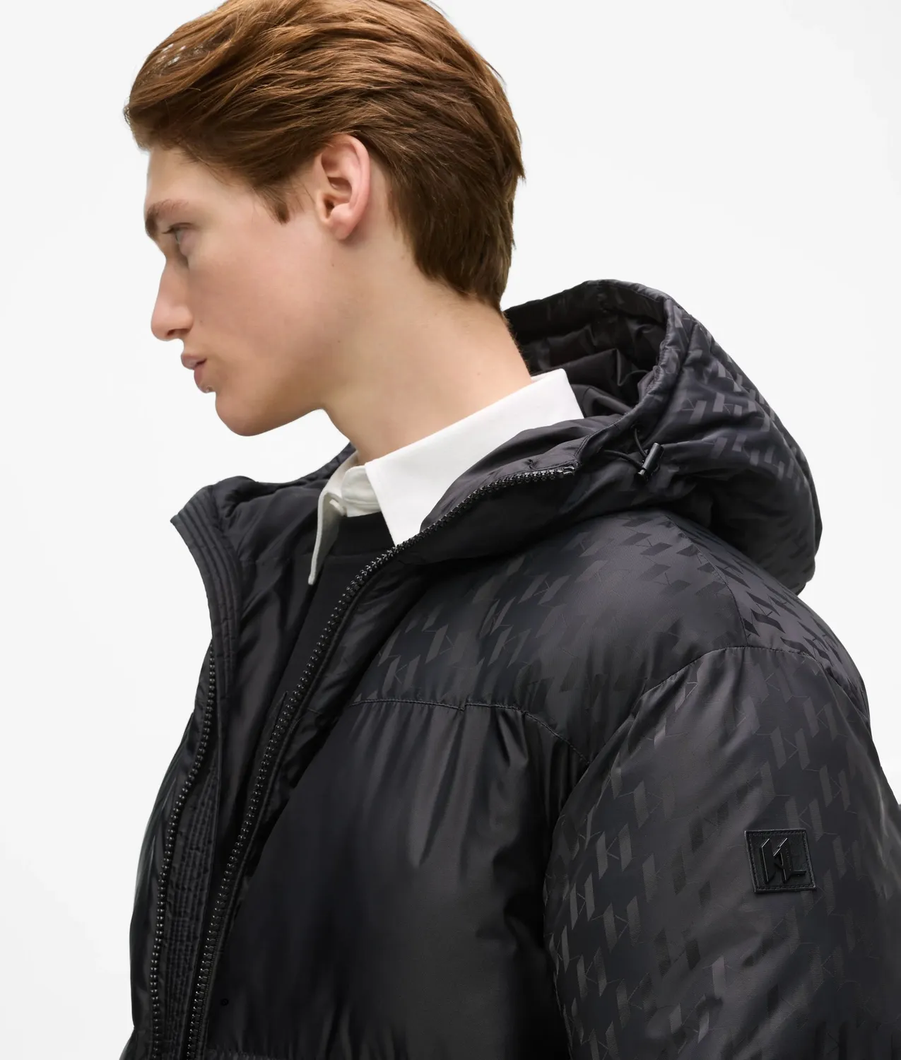 Karl Lagerfeld Monogram Steppjacke Herren Puffer mit Kapuze