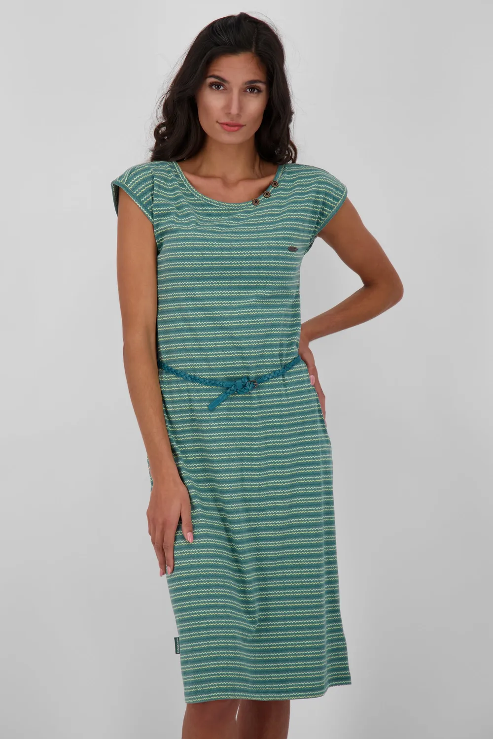 Alife & Kickin MelliAK Kleid Dunkelgrün Jersey Gürtel