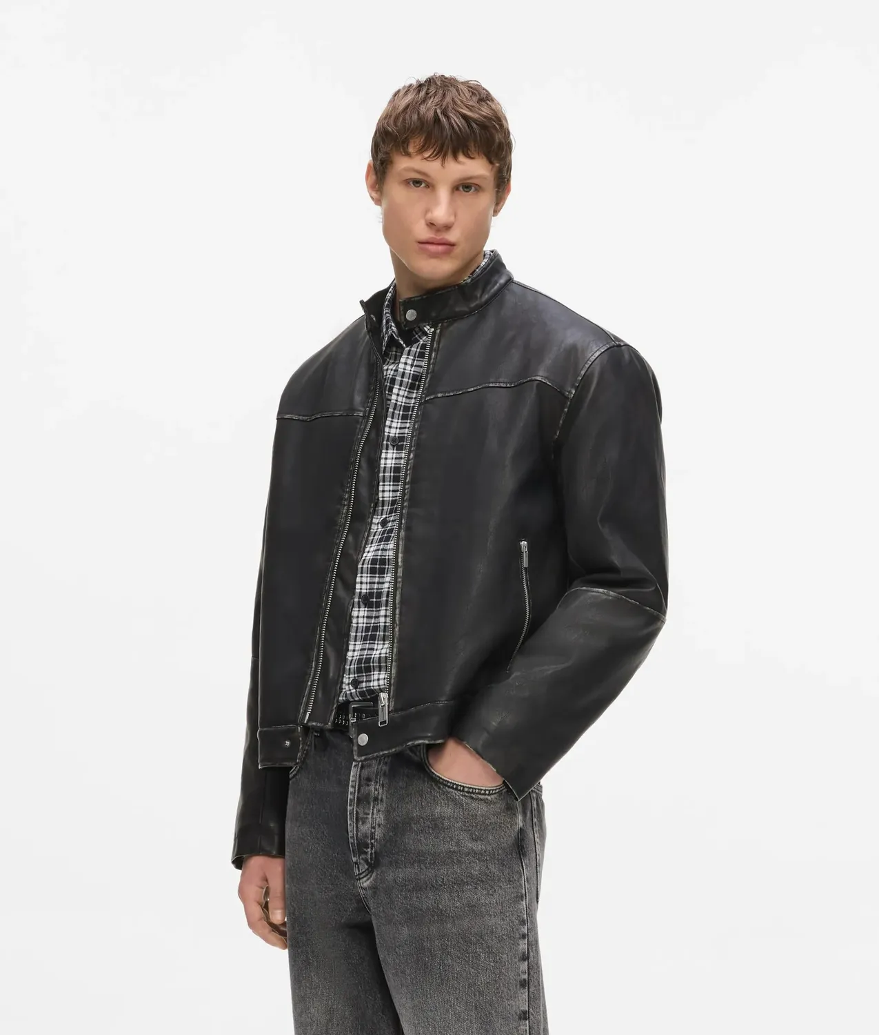 Karl Lagerfeld Karl Quote Bikerjacke Kunstleder Herren