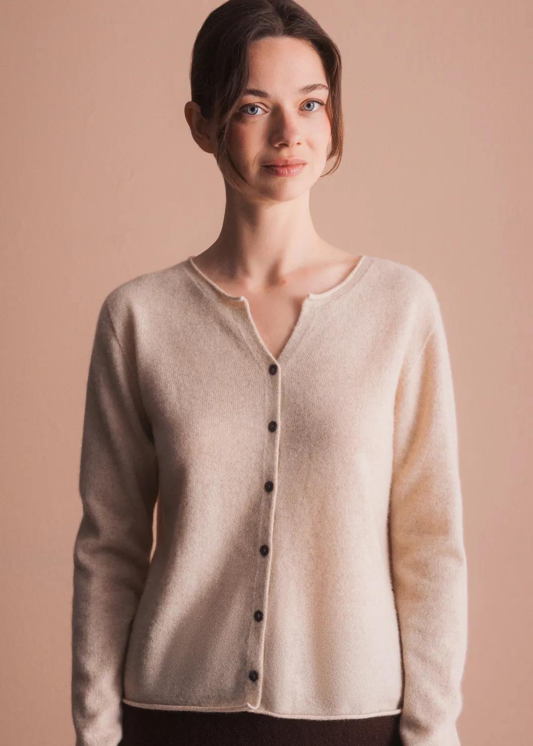 Senatex Strickjacke mit V-Ausschnitt Cardigan Navy Kaschmir