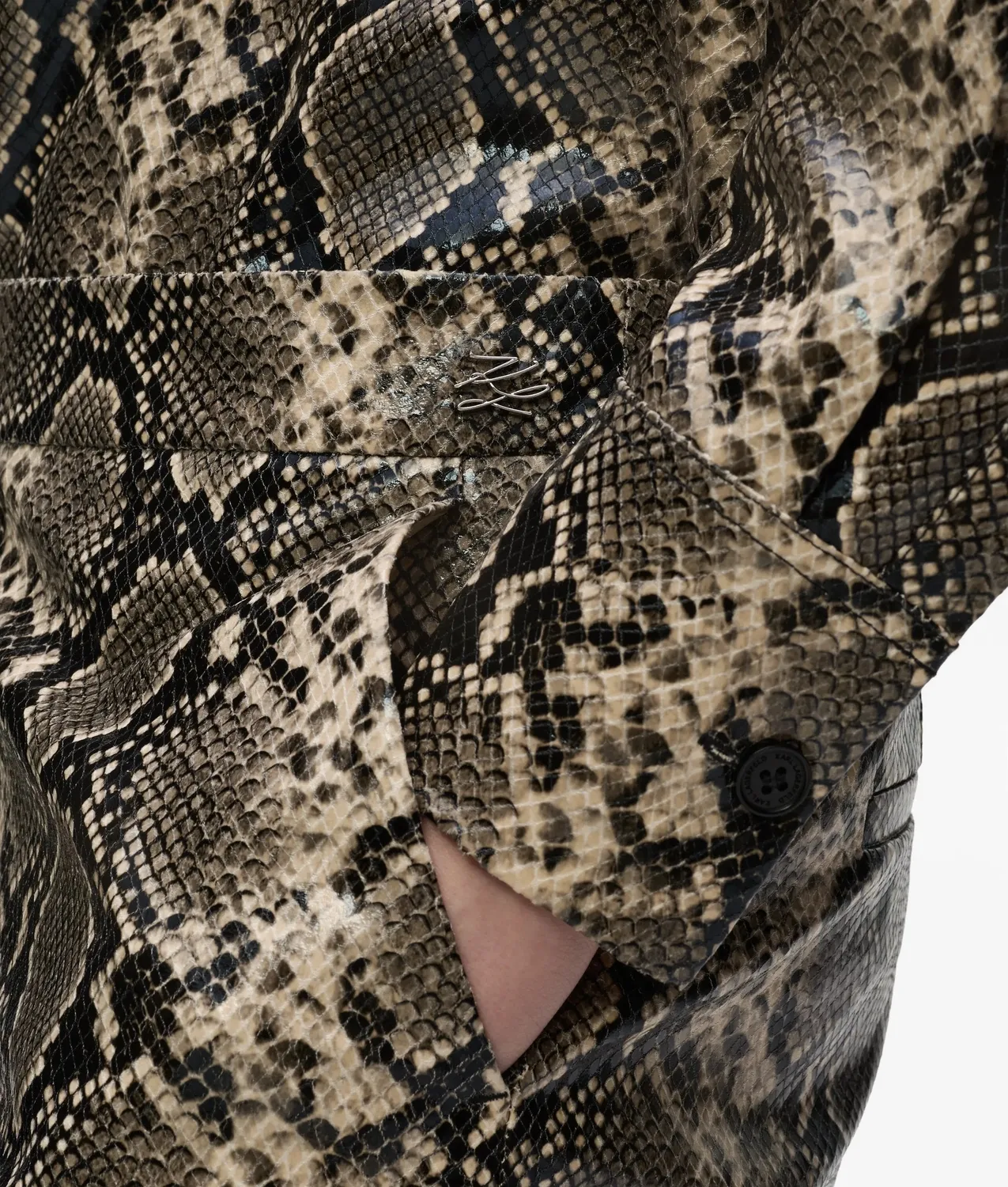 Karl Lagerfeld Faux-python Flared Pants Schlaghose