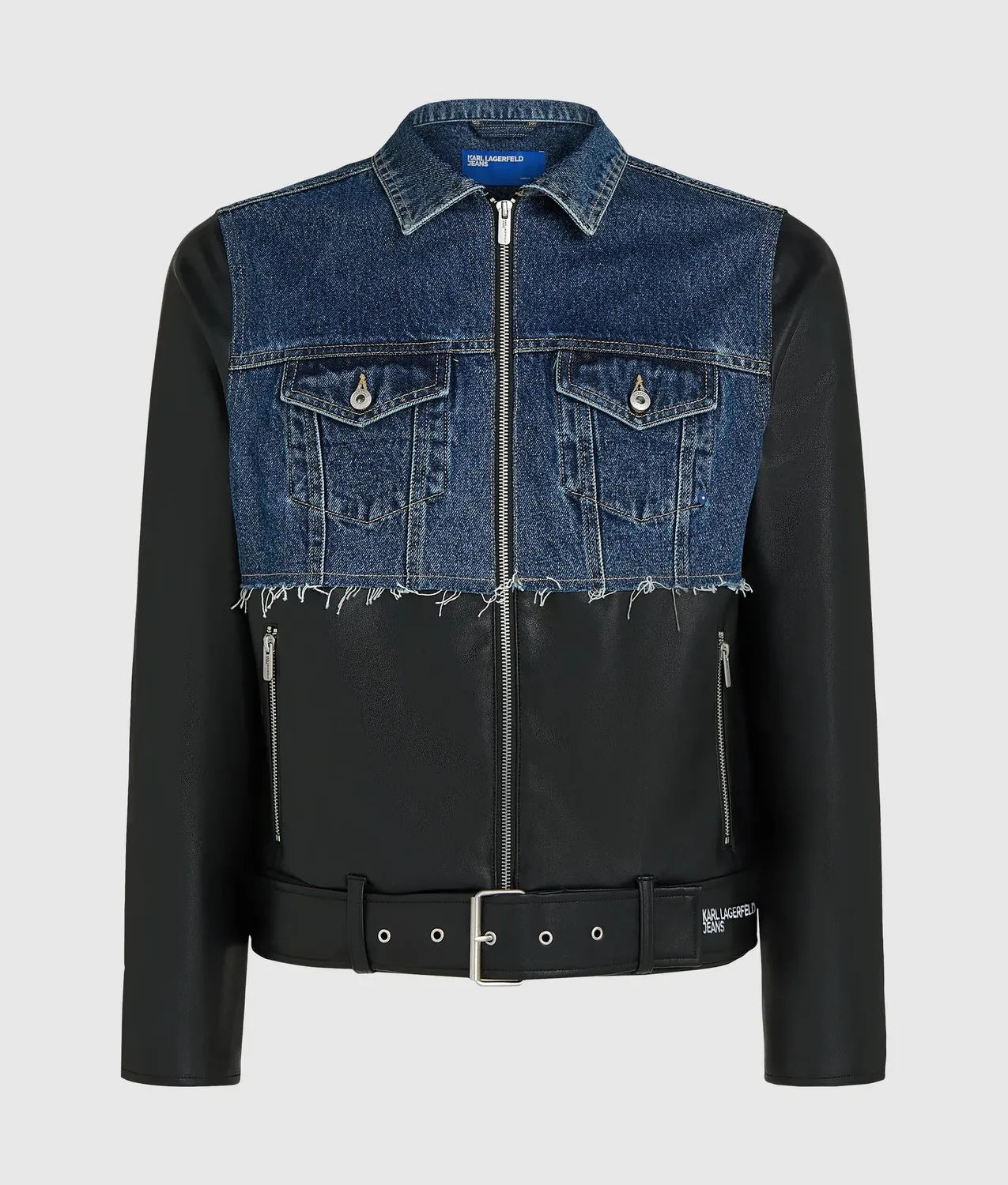 Karl Lagerfeld KL Jeans Denim Jacke Kunstleder Mix