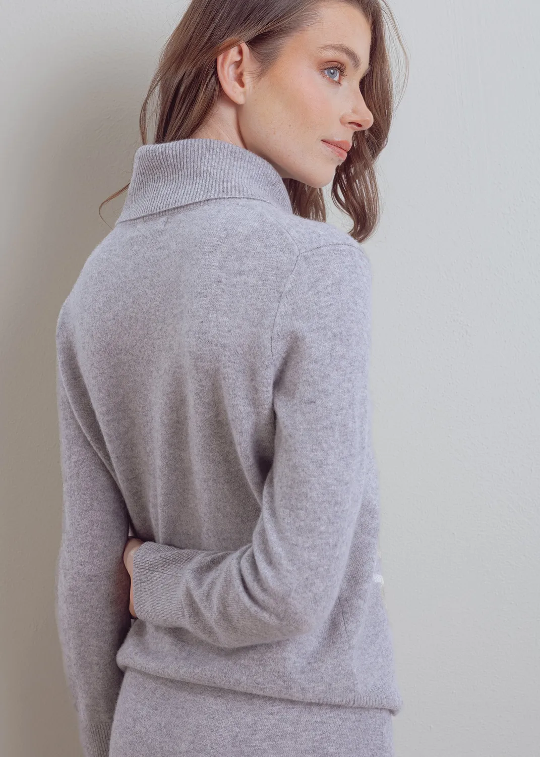 Senatex Rollkragenpullover Wollpullover Silver