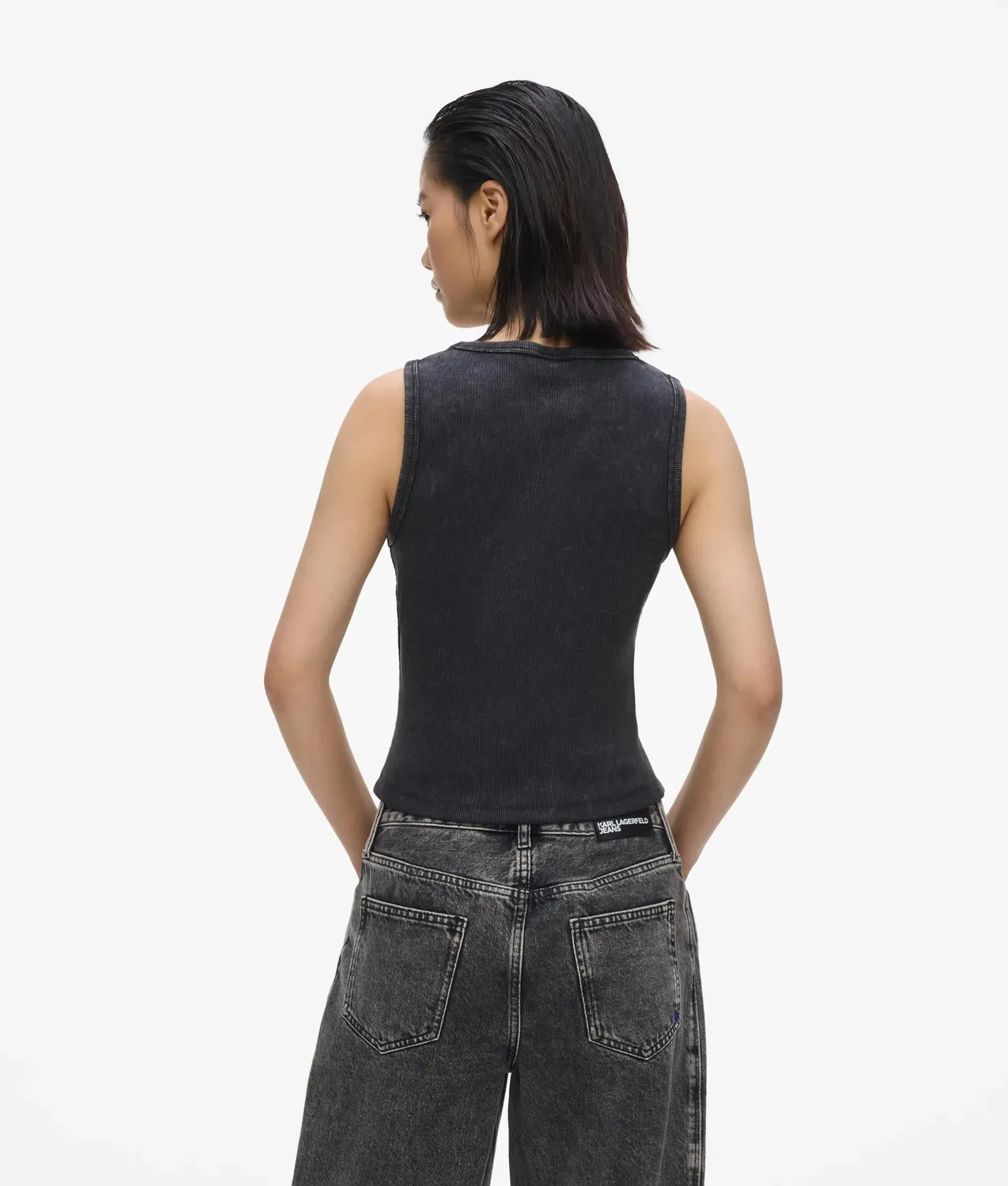 Karl Lagerfeld Washed Ribbed Tank Top Damen Grau