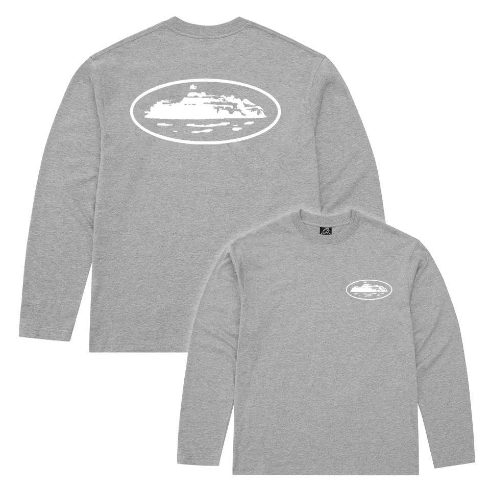 Corteiz OG Island LS Tee Langarmshirt Heather Grey Baumwolle
