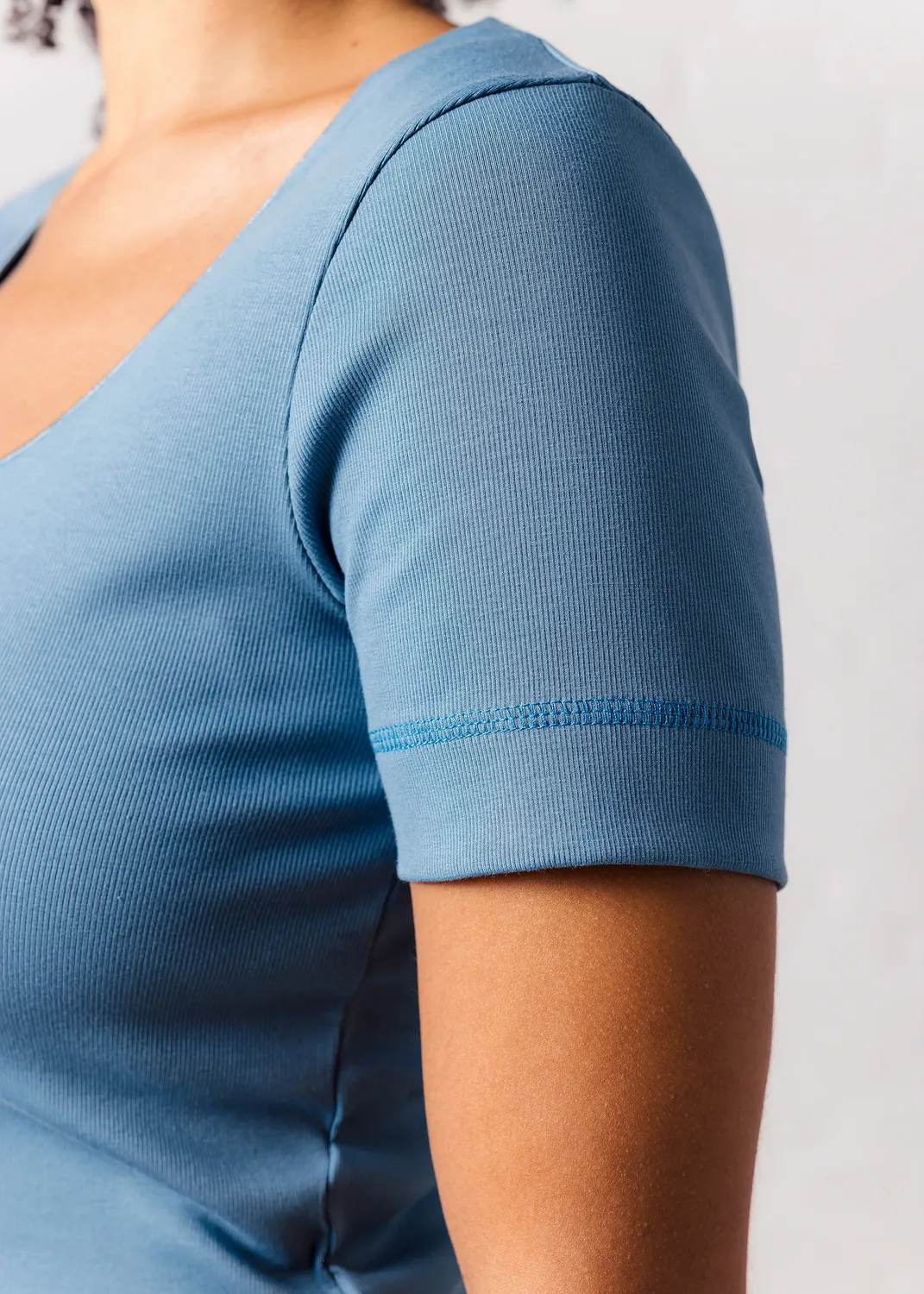 Senatex T-Shirt Bio-Baumwollmix GOTS Denim feminin