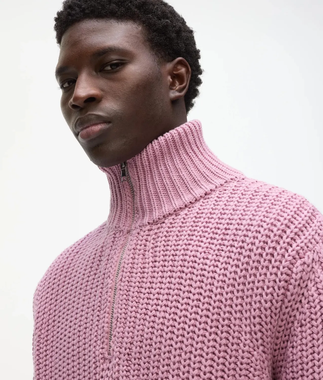 Karl Lagerfeld Half-Zip Strickpullover Rippstrick Trichterkragen