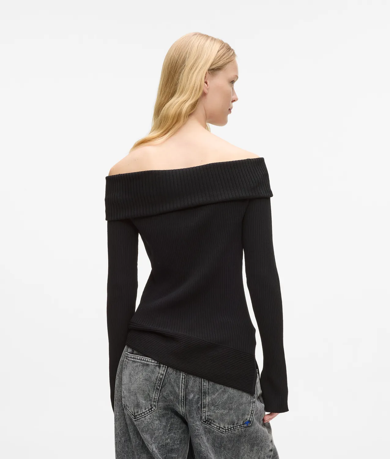 Karl Lagerfeld Off-Shoulder Stricktop Asymmetrisch