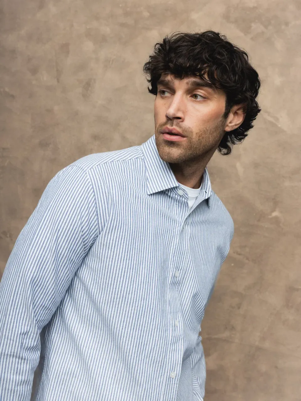 Mos Mosh Marco Oxford Stripe Hemd Hellblau Regular Herren