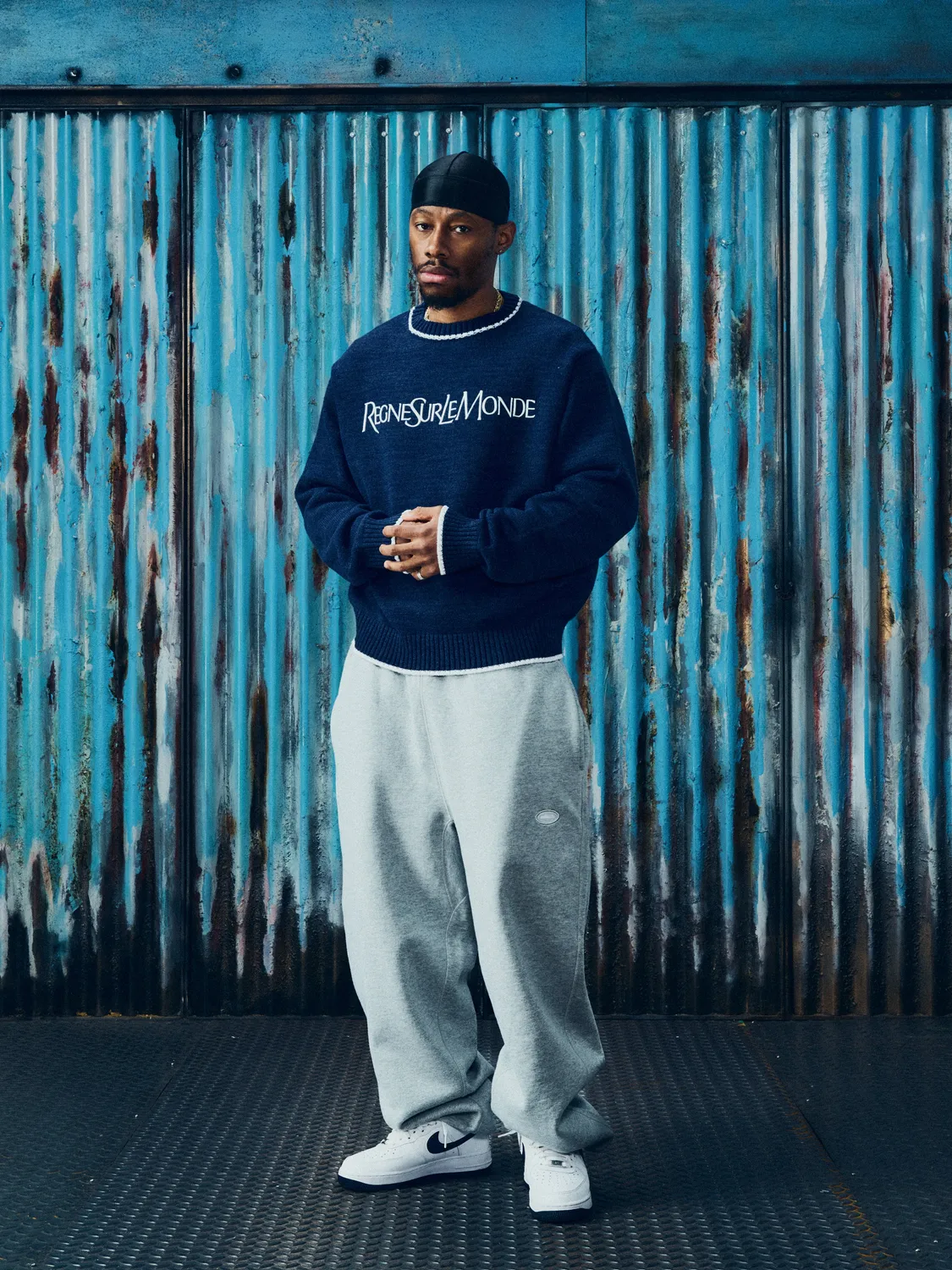 Corteiz RSLM Knit Crewneck Strickpullover Navy Stick