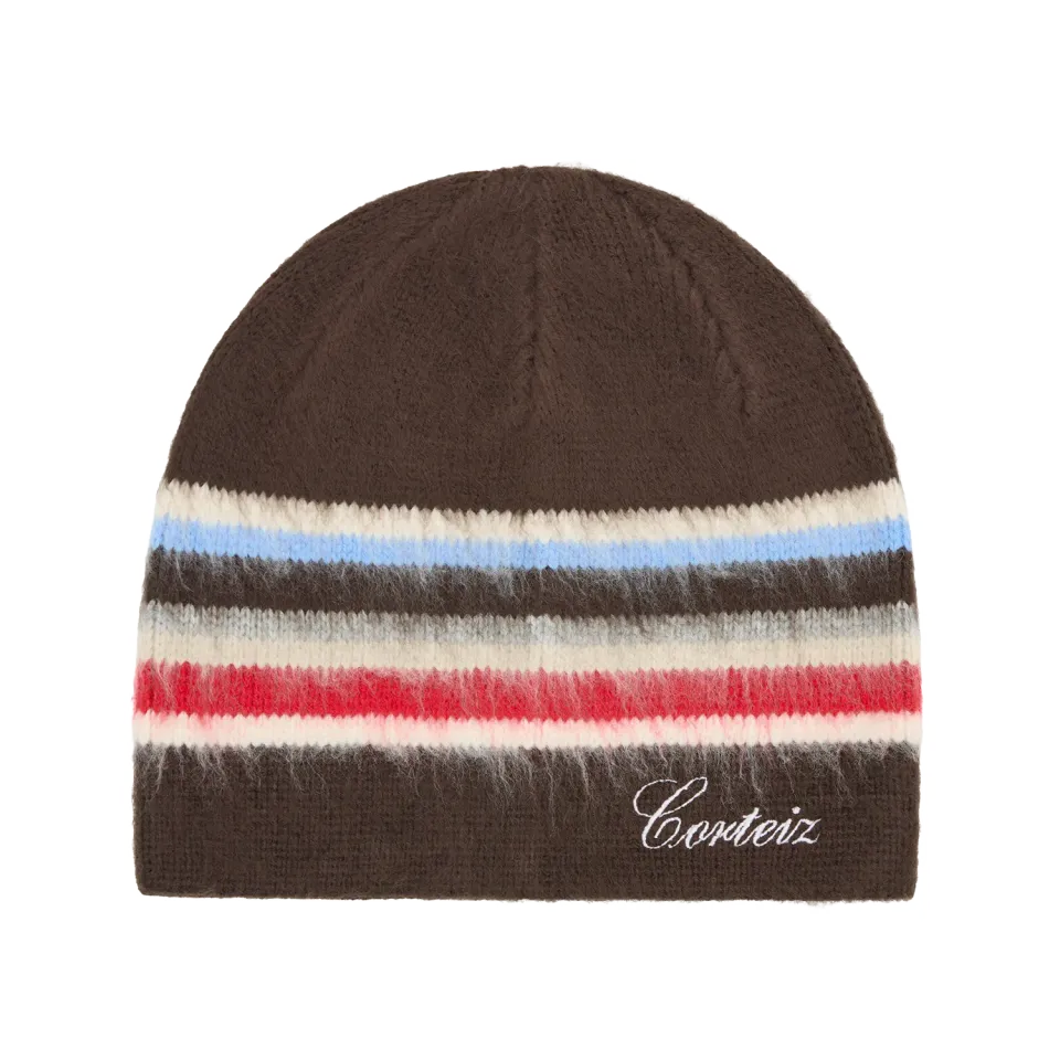 Corteiz Multi Stripe Beanie Braun Strickmütze