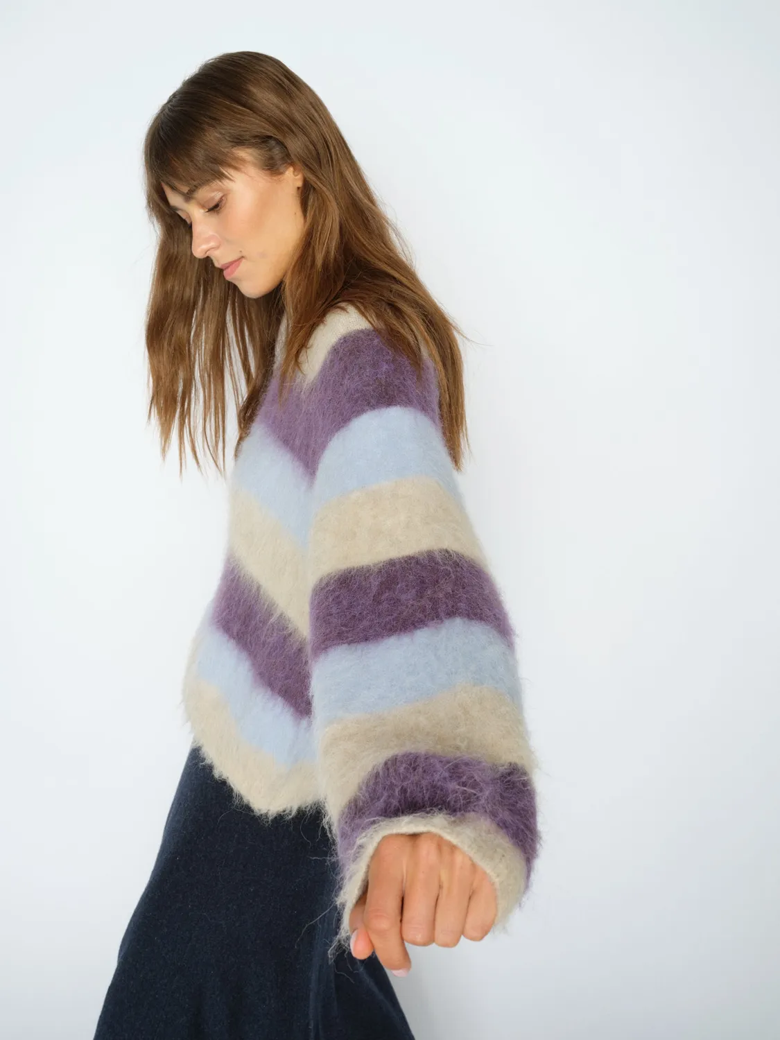 Mos Mosh MMSuvi Stripe Knit Pullover Sweet Grape Streifen