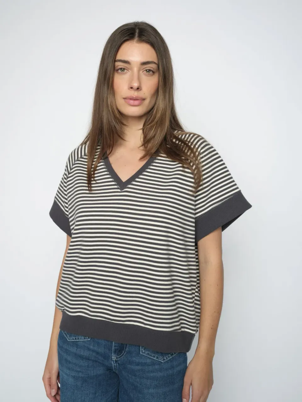 Mos Mosh MMHolt Stripe Sweatshirt India Ink Bio