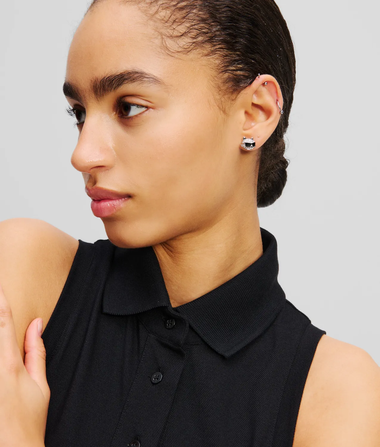 Karl Lagerfeld Ikon Choupette Pavé Ohrstecker Kristall