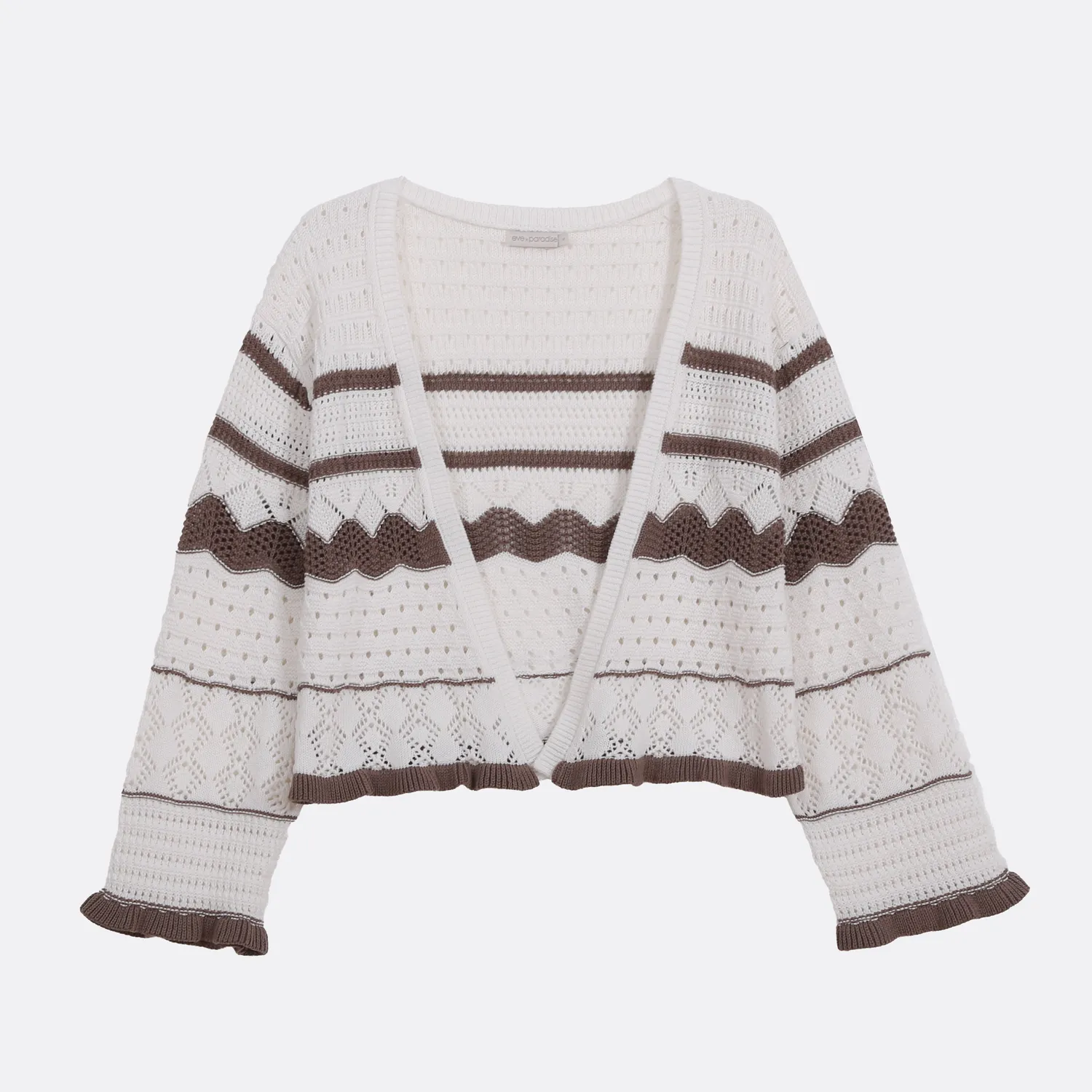 Senatex Ajourstrick-Cardigan Baumwolljacke Mocca