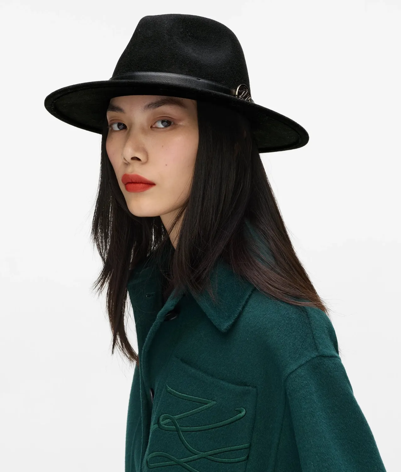 Karl Lagerfeld K/Autograph Fedora Hut Wolle mit breiter Krempe