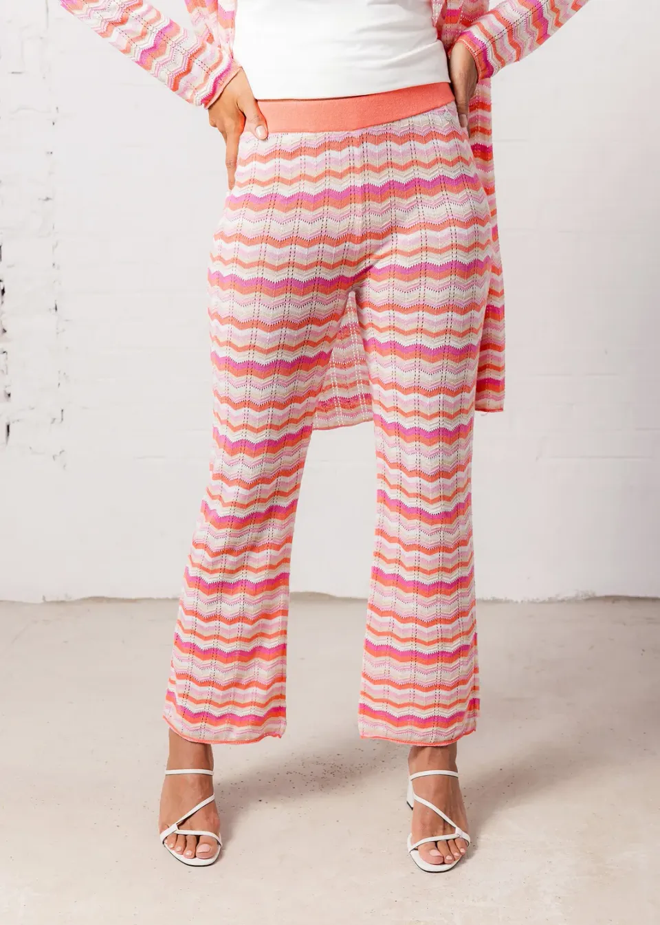 Senatex Hose Zick-Zack-Muster Coral Multicolor Bio-Baumwolle