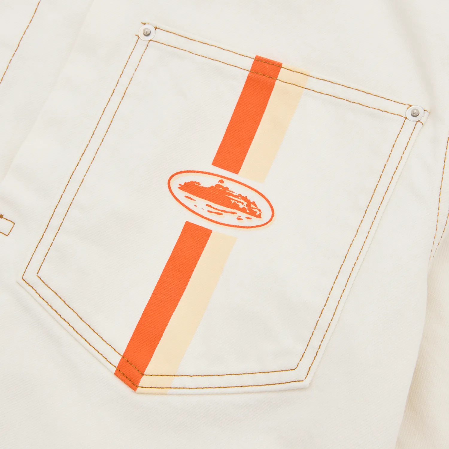 Corteiz Dual Stripe Baggy Jeans Off White Denim