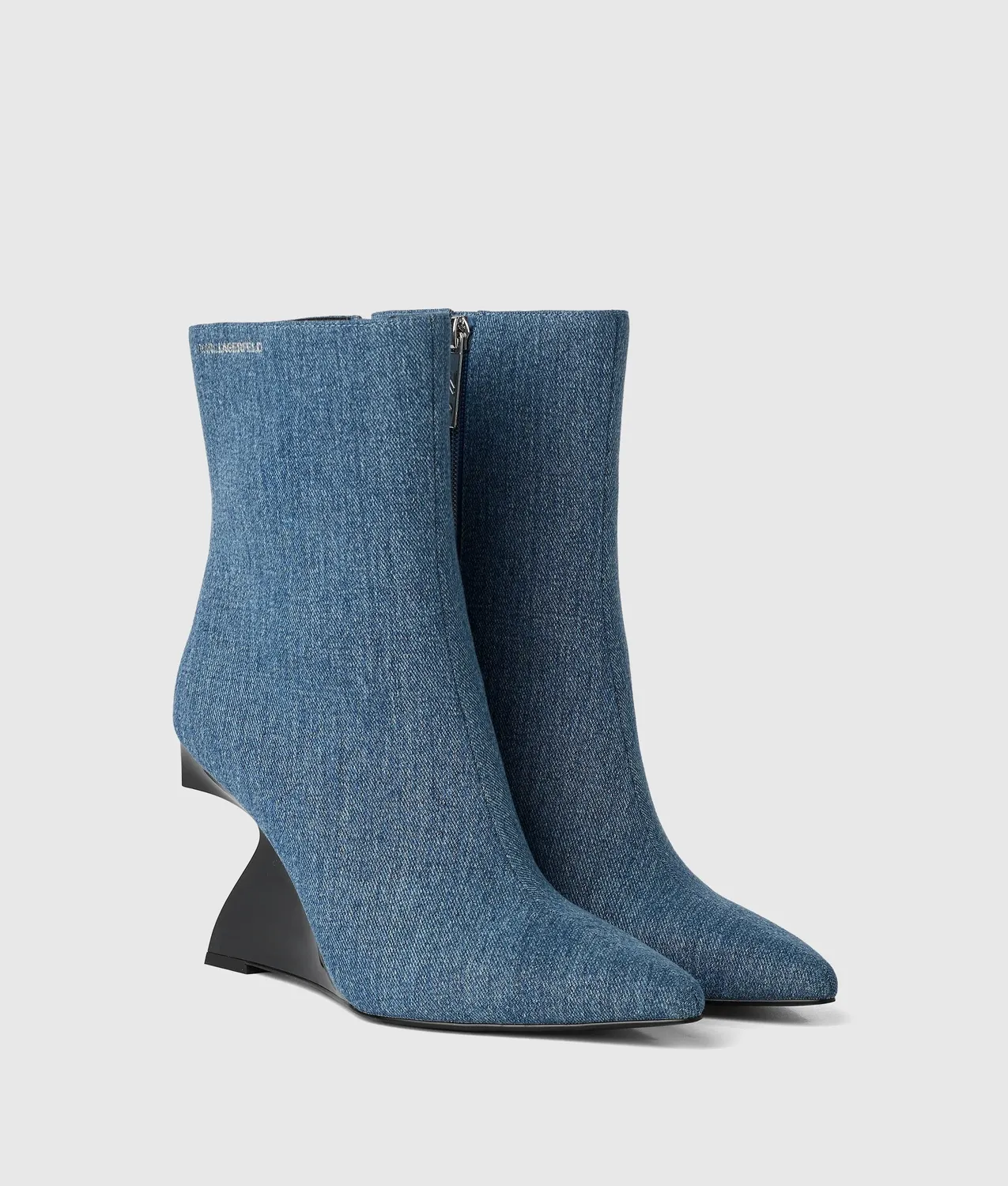 Karl Lagerfeld Waverely Denim Midi Boots Keilabsatz