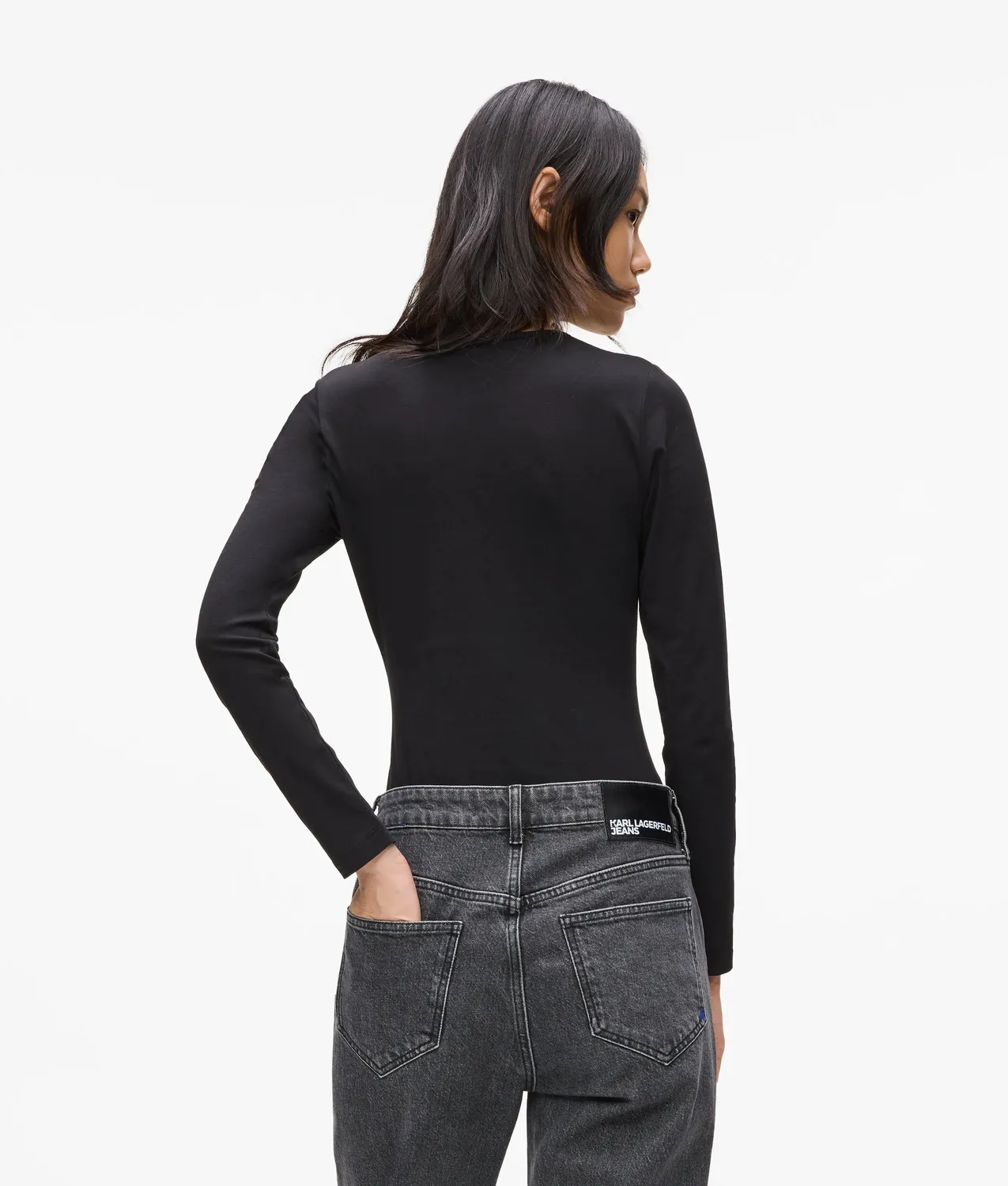 Karl Lagerfeld Langarm Body Damen gerader Schnitt