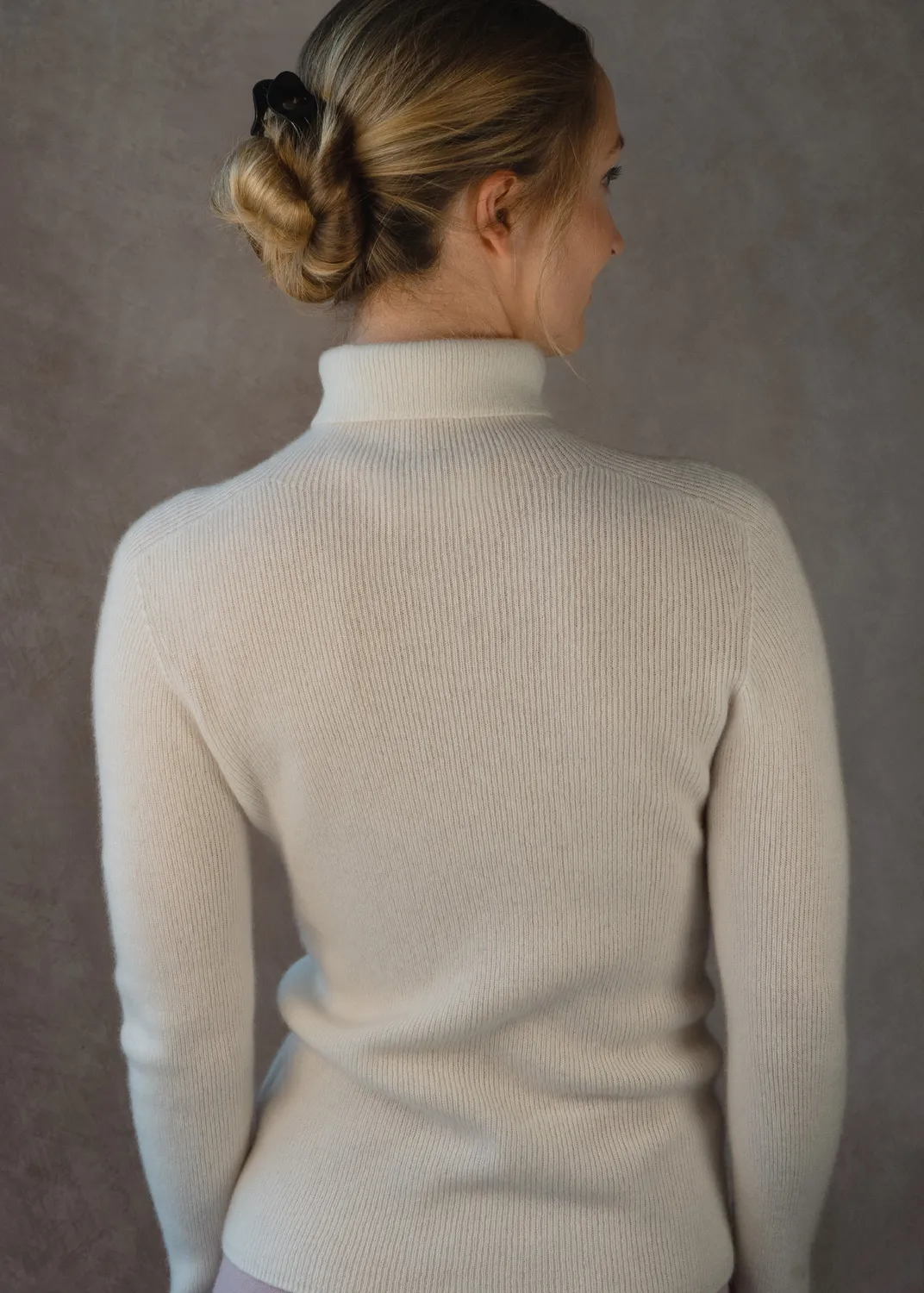 Senatex Kaschmirpullover Rollkragen Pullover Cream schmal