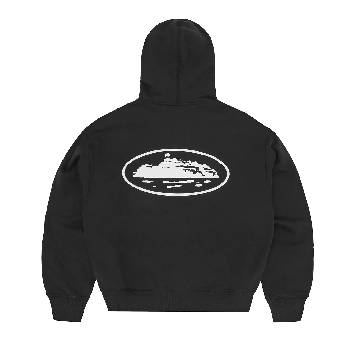 Corteiz Island Puff Print Zip Hoodie Schwarz Boxy Fit