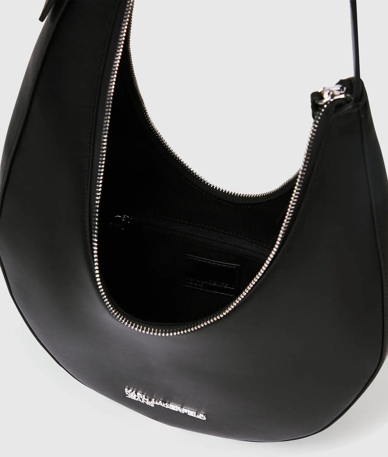 Karl Lagerfeld KL Jeans Rounded Leder-Hobo mit Reissverschluss