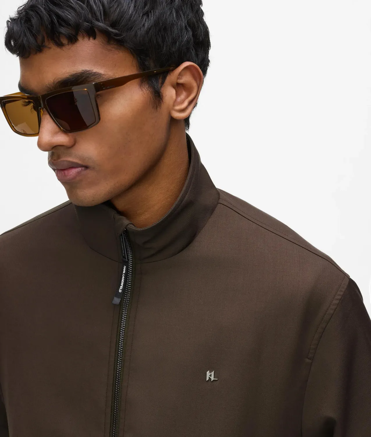 Karl Lagerfeld Jacke Wollmix leicht mit Trichterkragen