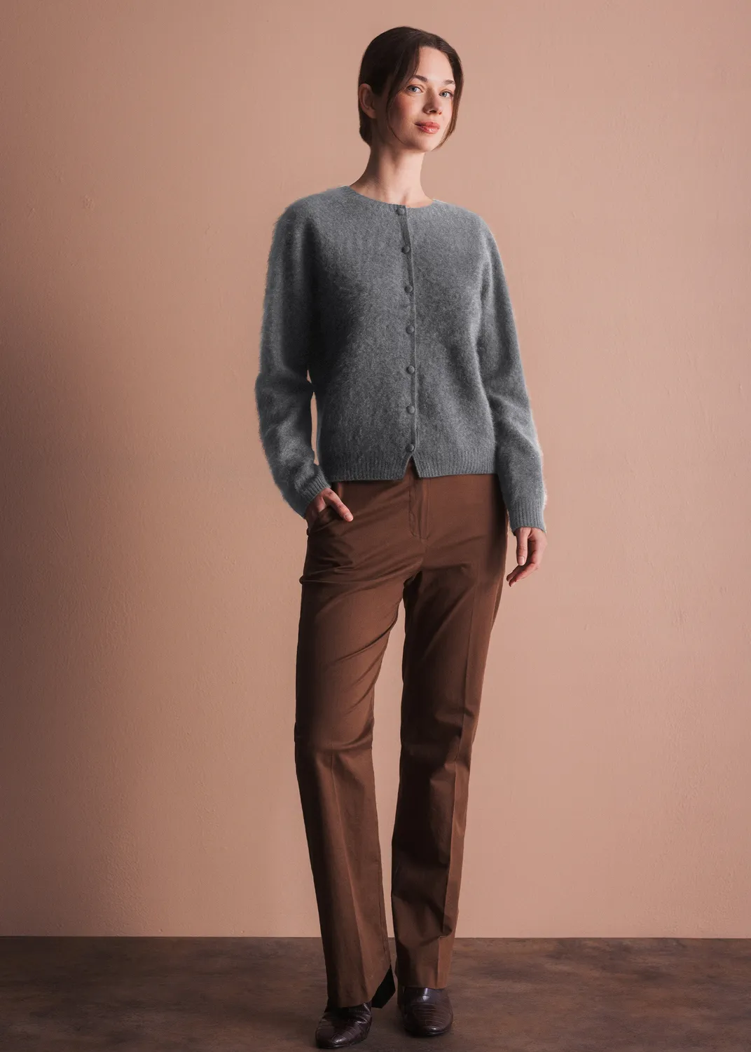 Senatex Cardigan Knopfleiste Strickjacke Cream flauschig
