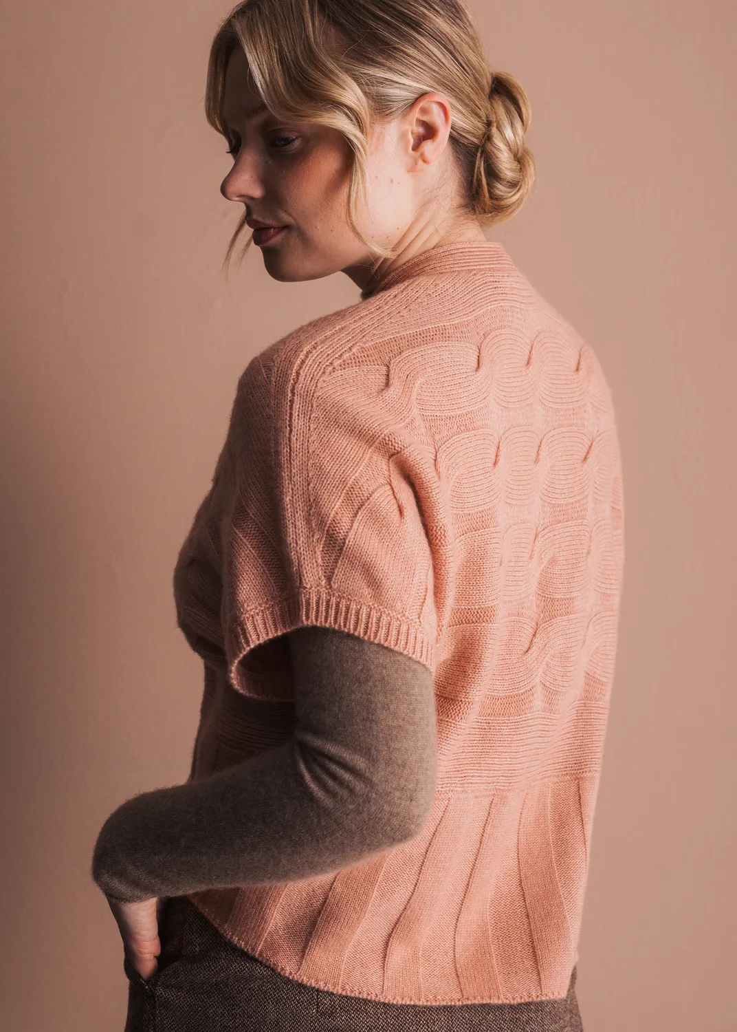 Senatex Strickjacke Bindeband Cardigan Peach
