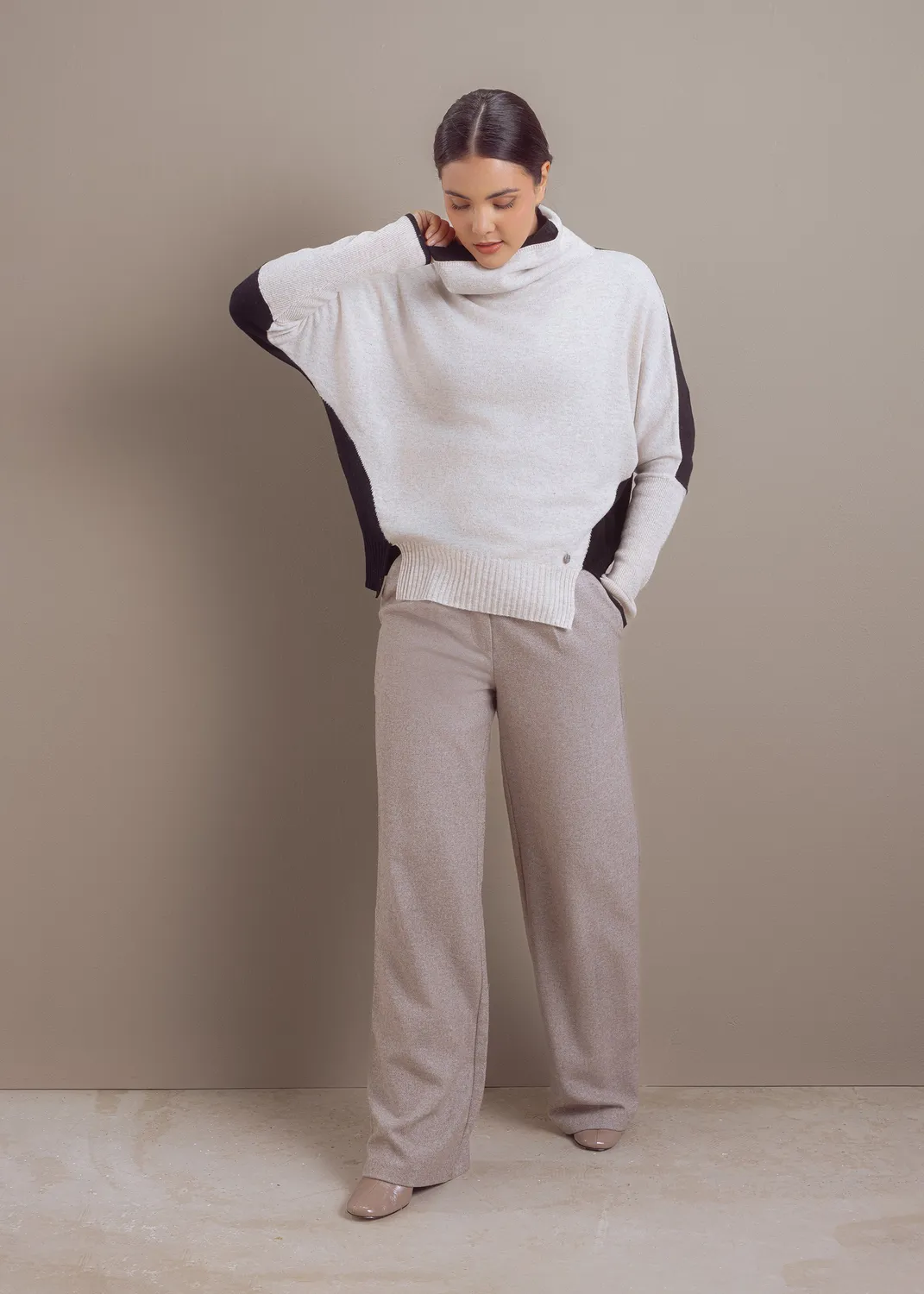 Senatex Color-Blocking Pullover Chalk Combo Pullover Wolle