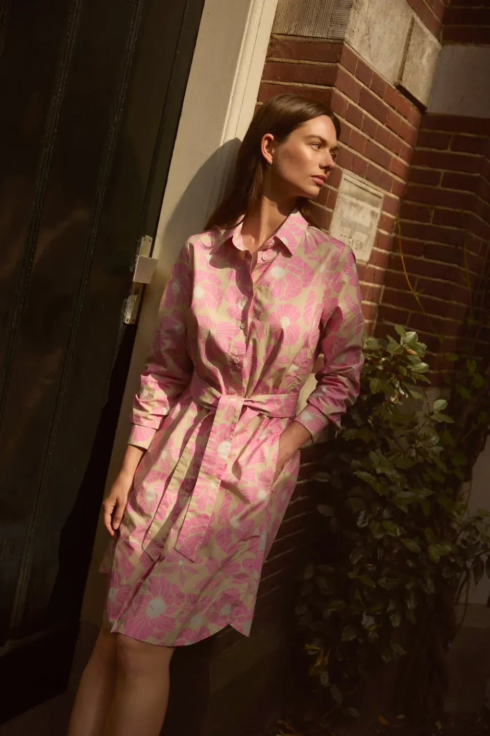 Senatex Hemdblusenkleid Baumwolle Kleid Pink Bloom