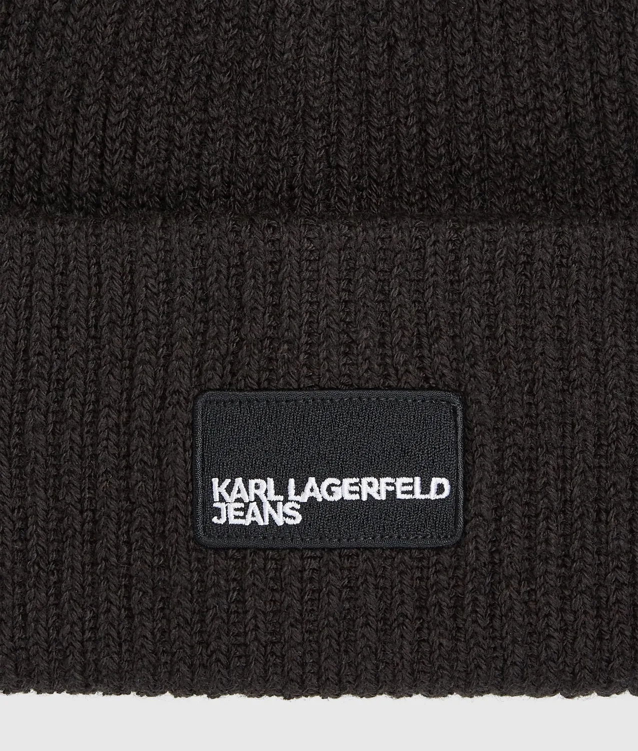 Karl Lagerfeld Jeans Logo Patch Beanie Grobstrick