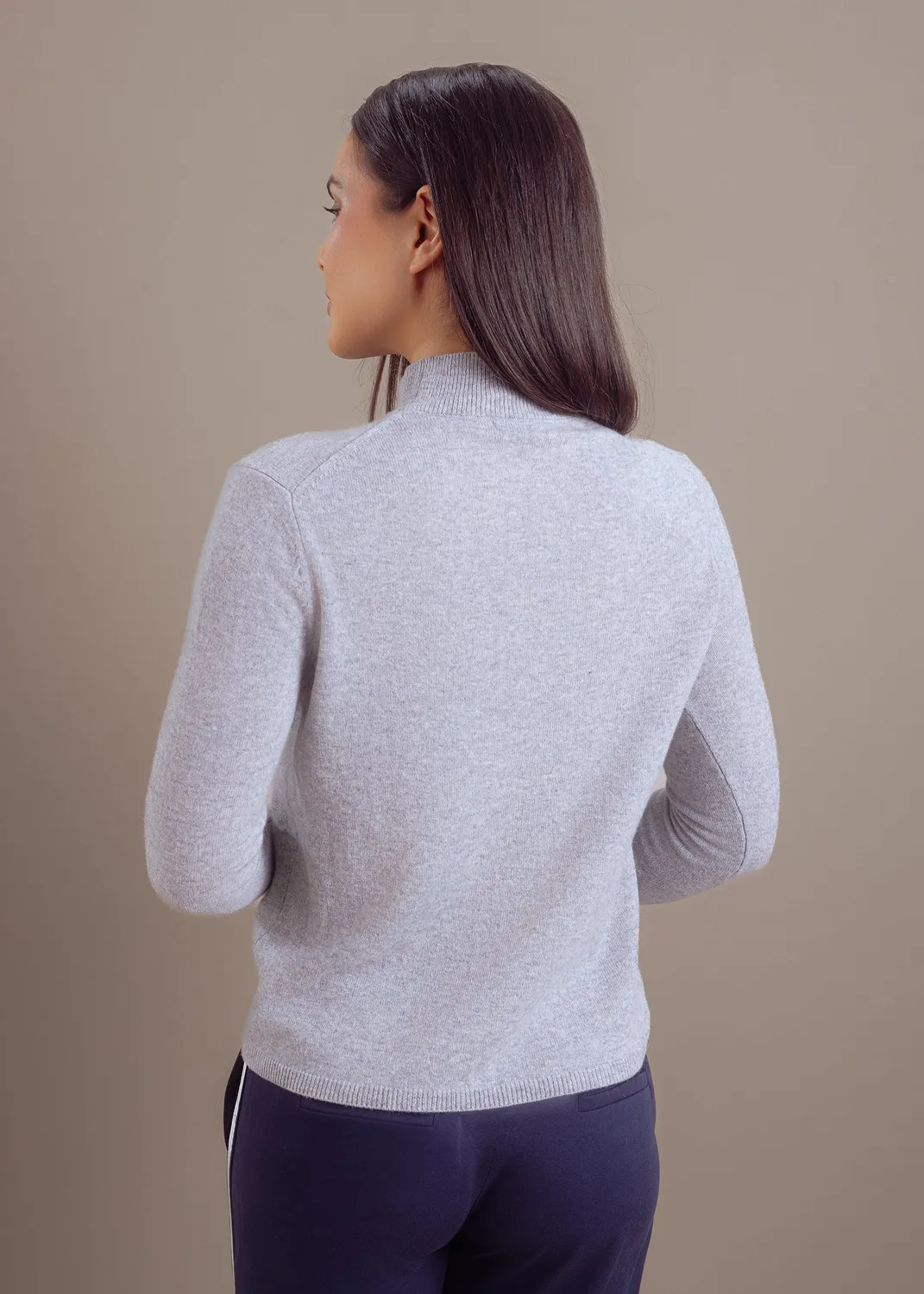 Senatex Feinstrick-Rollkragenpullover Merinowolle Silver