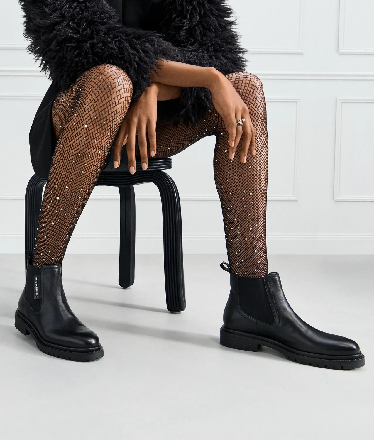 Karl Lagerfeld Binky Ankle Boots Stiefeletten Leder schwarz