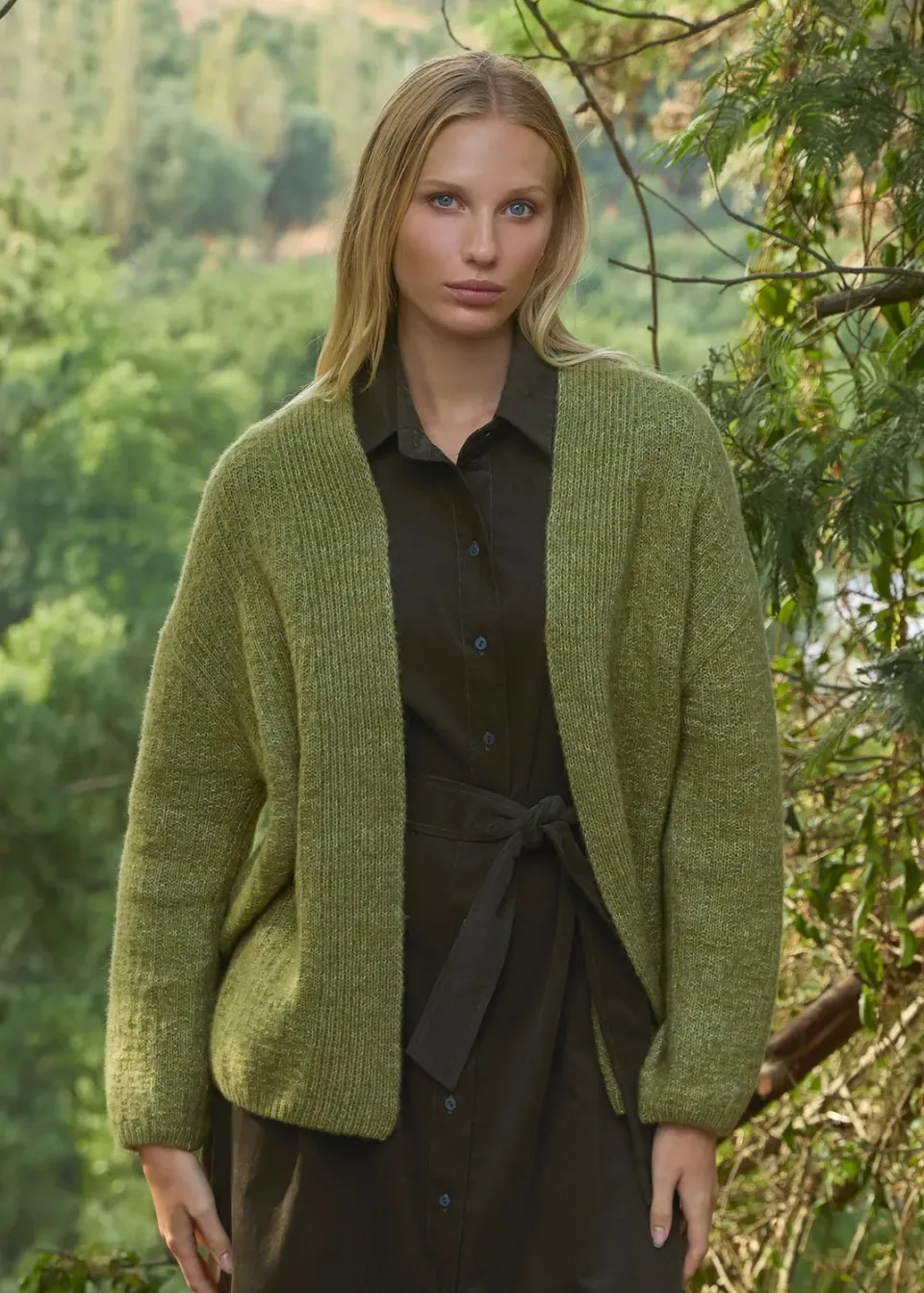 Senatex Strickjacke offen Wolle-Baumwolle Moss Cardigan