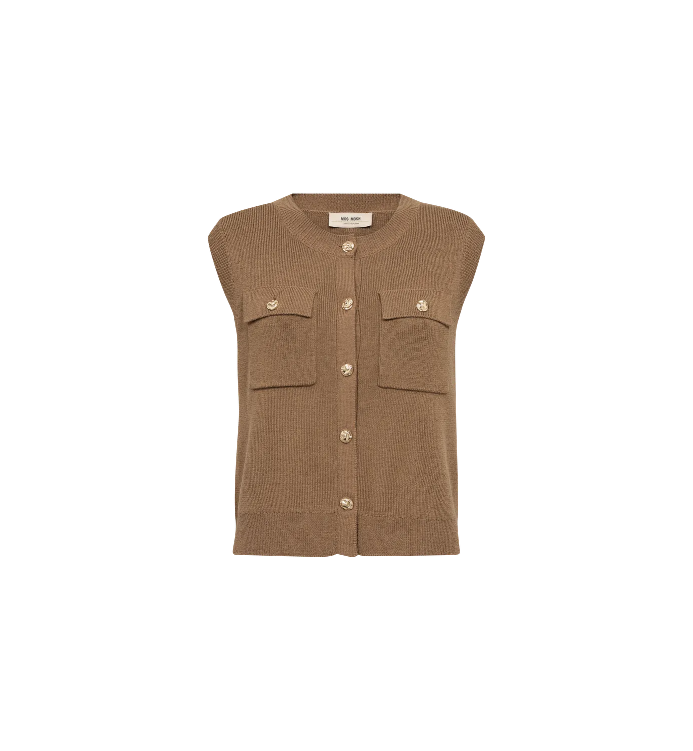Mos Mosh MMAyana Wool Strickweste Dark Camel Relaxed