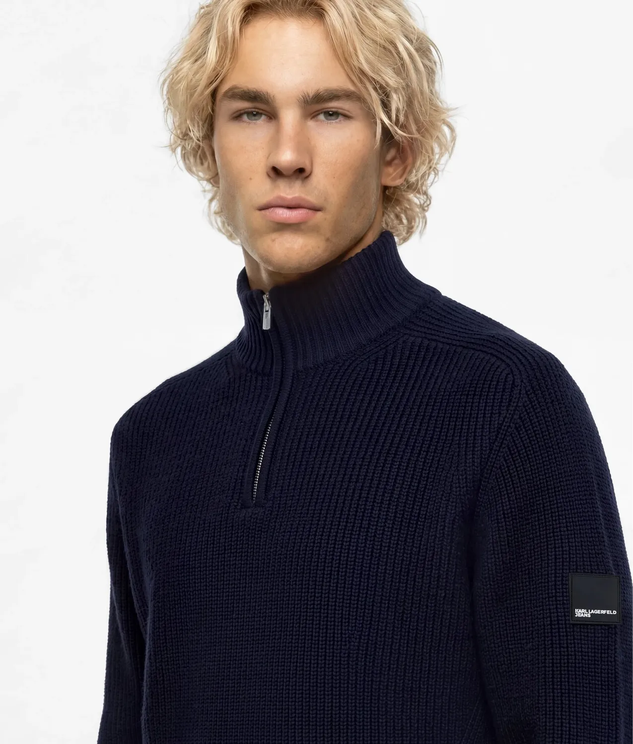 Karl Lagerfeld KL Jeans Half-Zip Box Logo Sweater Größe M