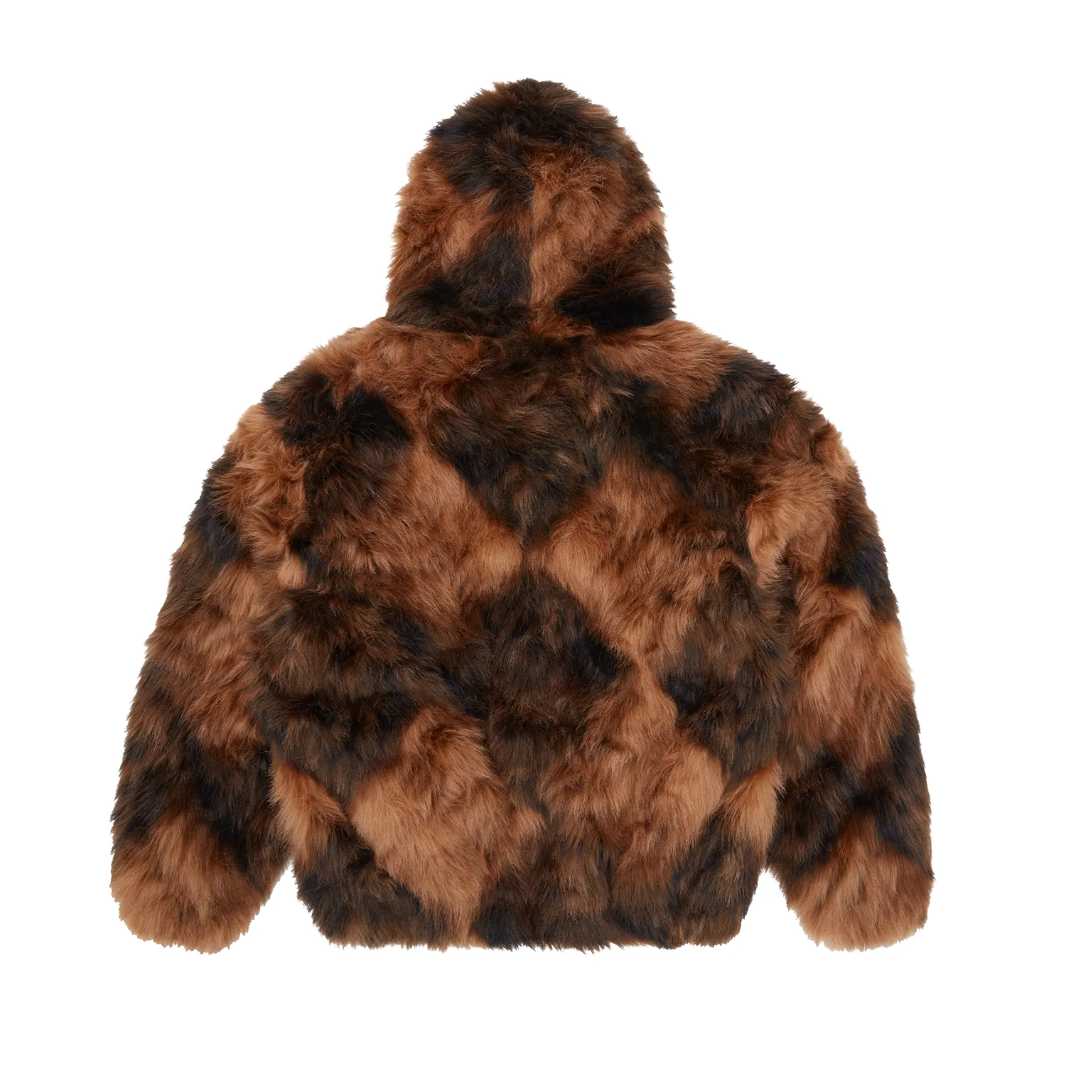 Corteiz Diamond Hooded Fur Jacket Jacke Braun Kunstfell
