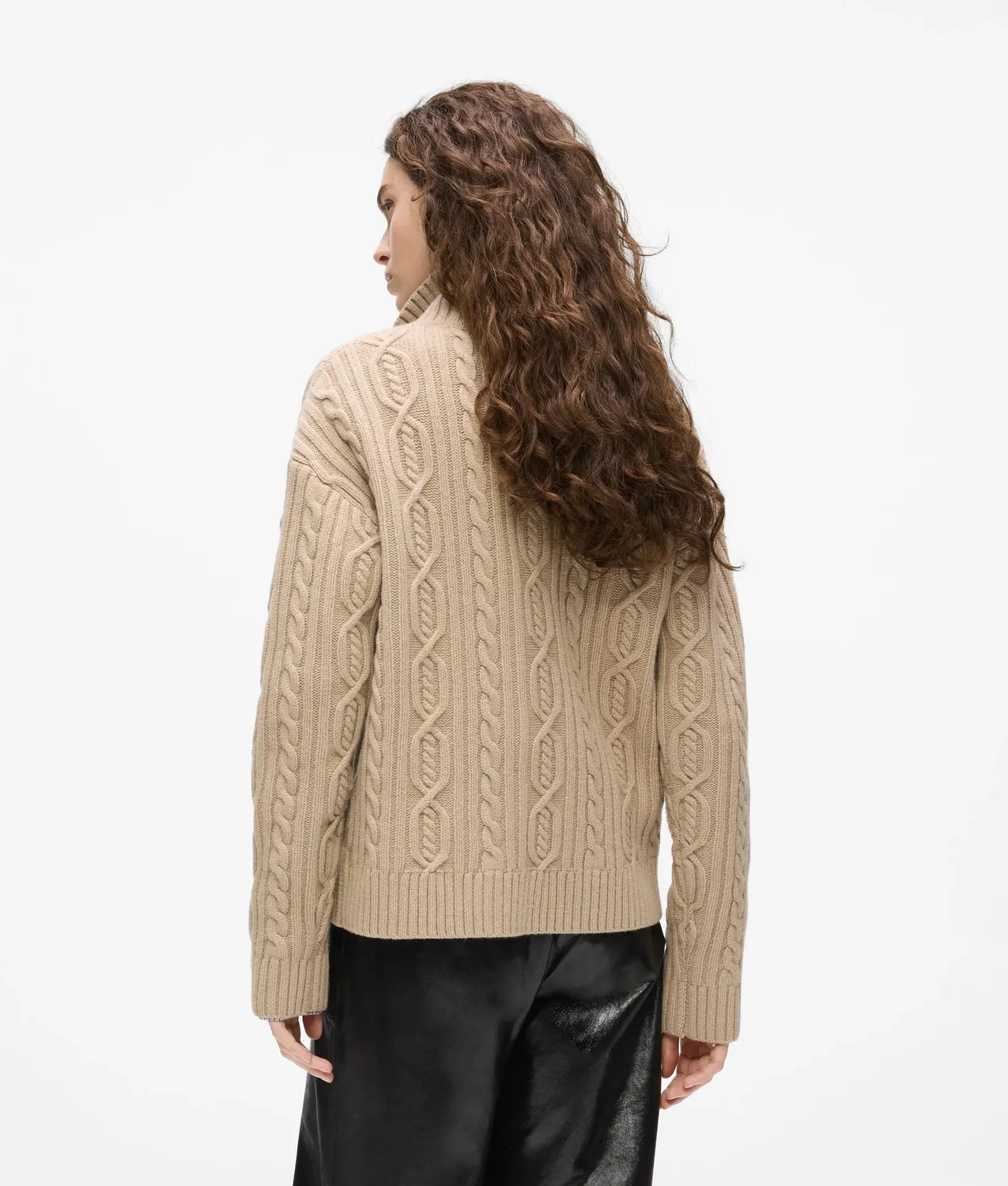 Karl Lagerfeld Ikon Cable Knit Polo Pullover Wolle