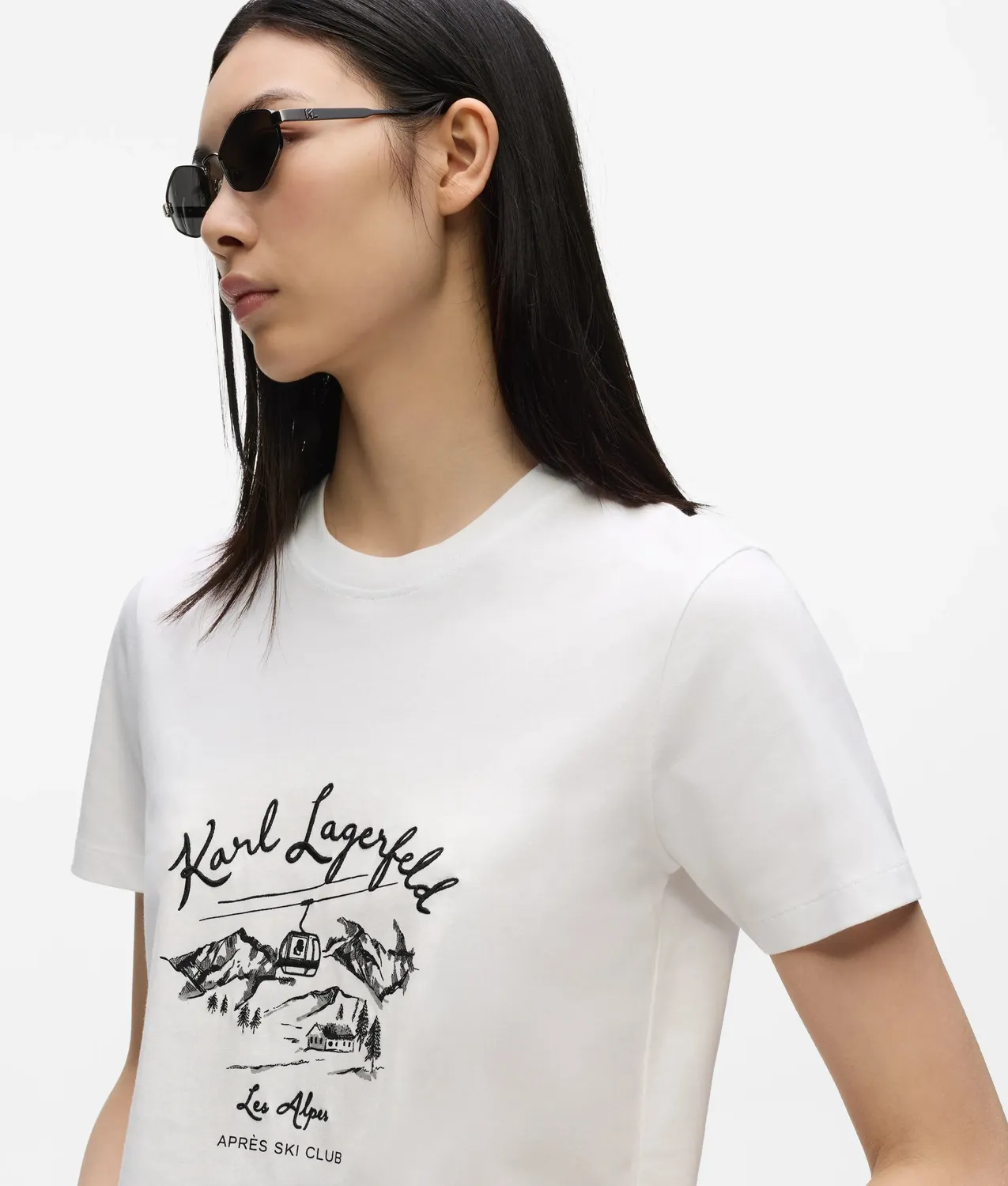 Karl Lagerfeld Après Ski Club T-Shirt Bio-Baumwolle Print