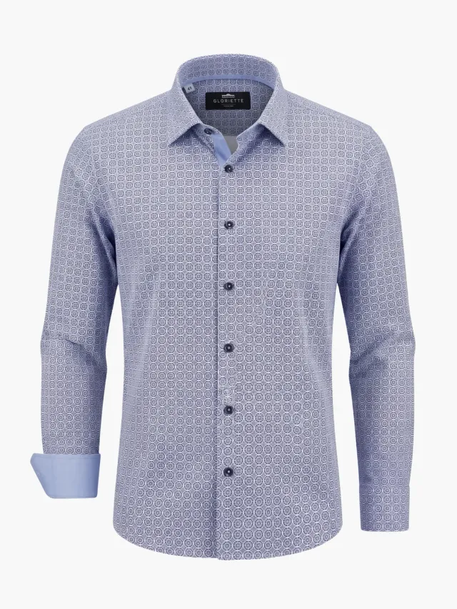 Gloriette Windsor Fashion Fit Gemustert Hemd Hellblau